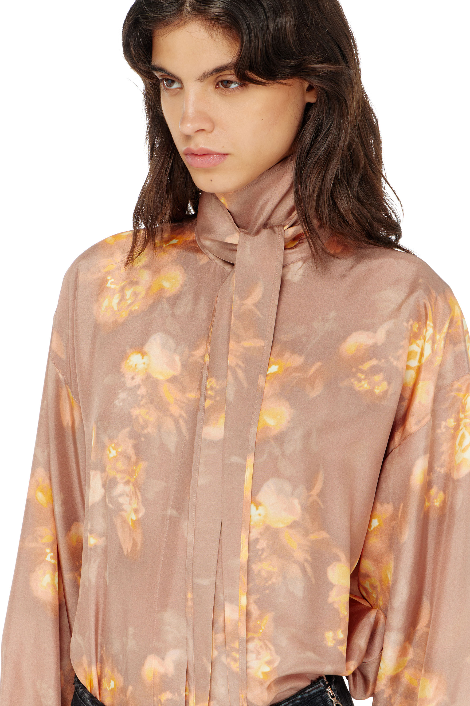 Diesel - C-ALLAS-T1, Woman's Shirt in floral-print habotai silk in null - 5