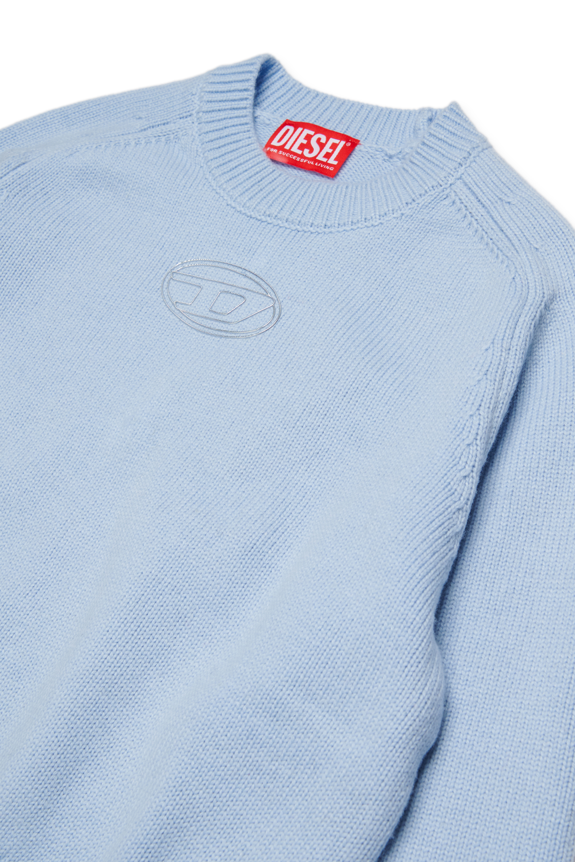 Diesel - KIMLIN, Woman's Cashmere-enriched jumper with Oval D logo in Light Blue - 3