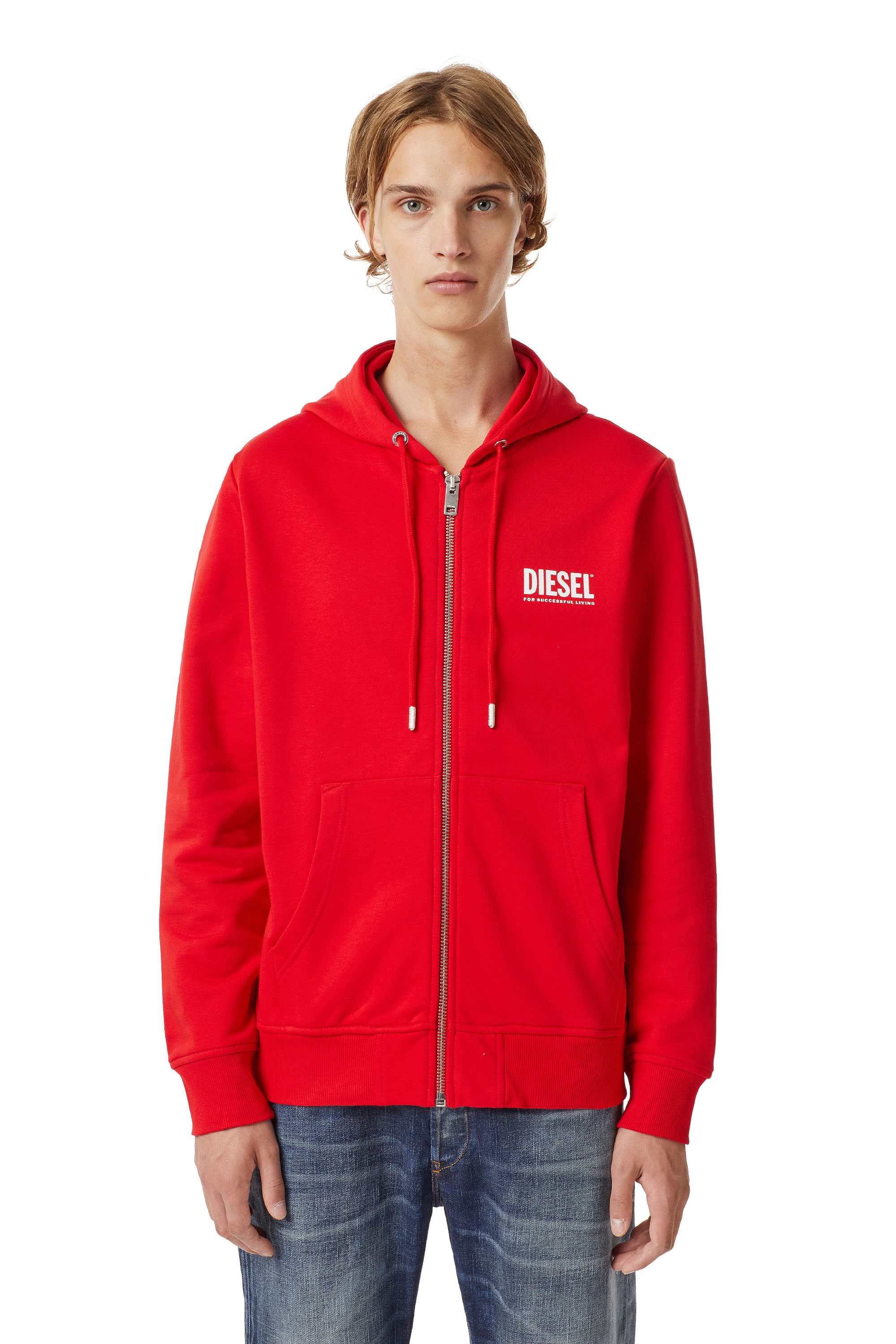 S-GIRK-HOOD-ZIP-ECOL, Red - Sweaters