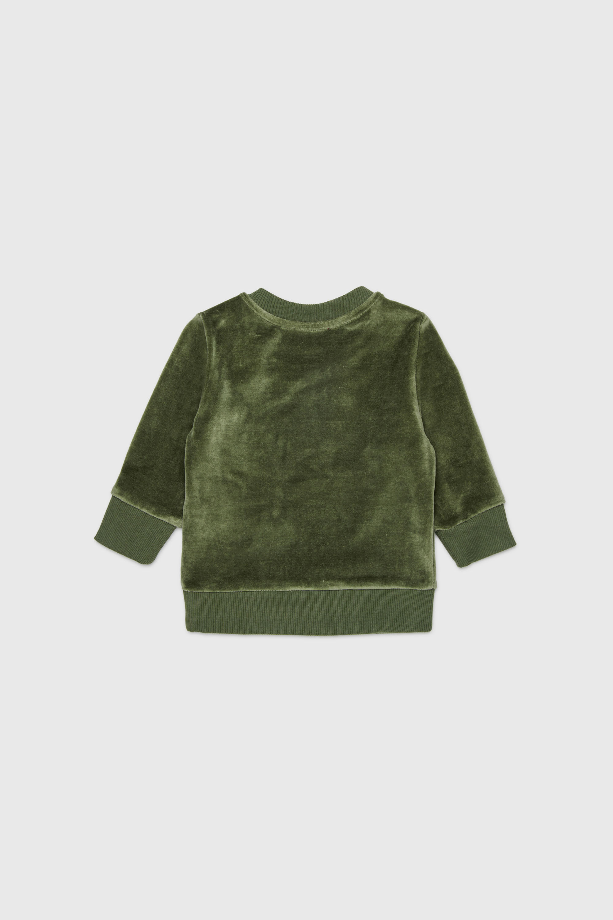 Diesel - SHENIB, Man's Velvet sweatshirt with Oval D embroidery in Green - 2