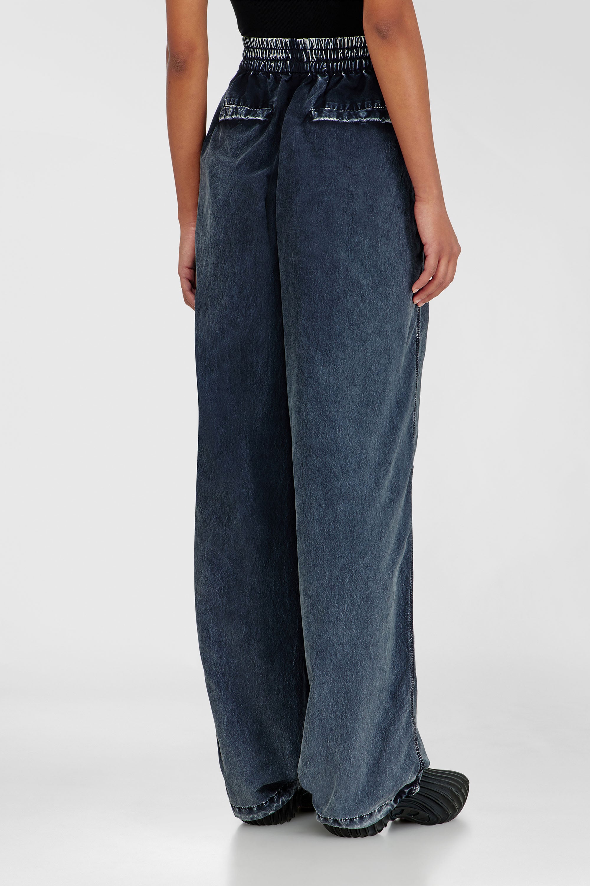 Diesel - P-APYRI, Woman's Acid-wash track pants in nylon Taslan in Dark Blue - 4