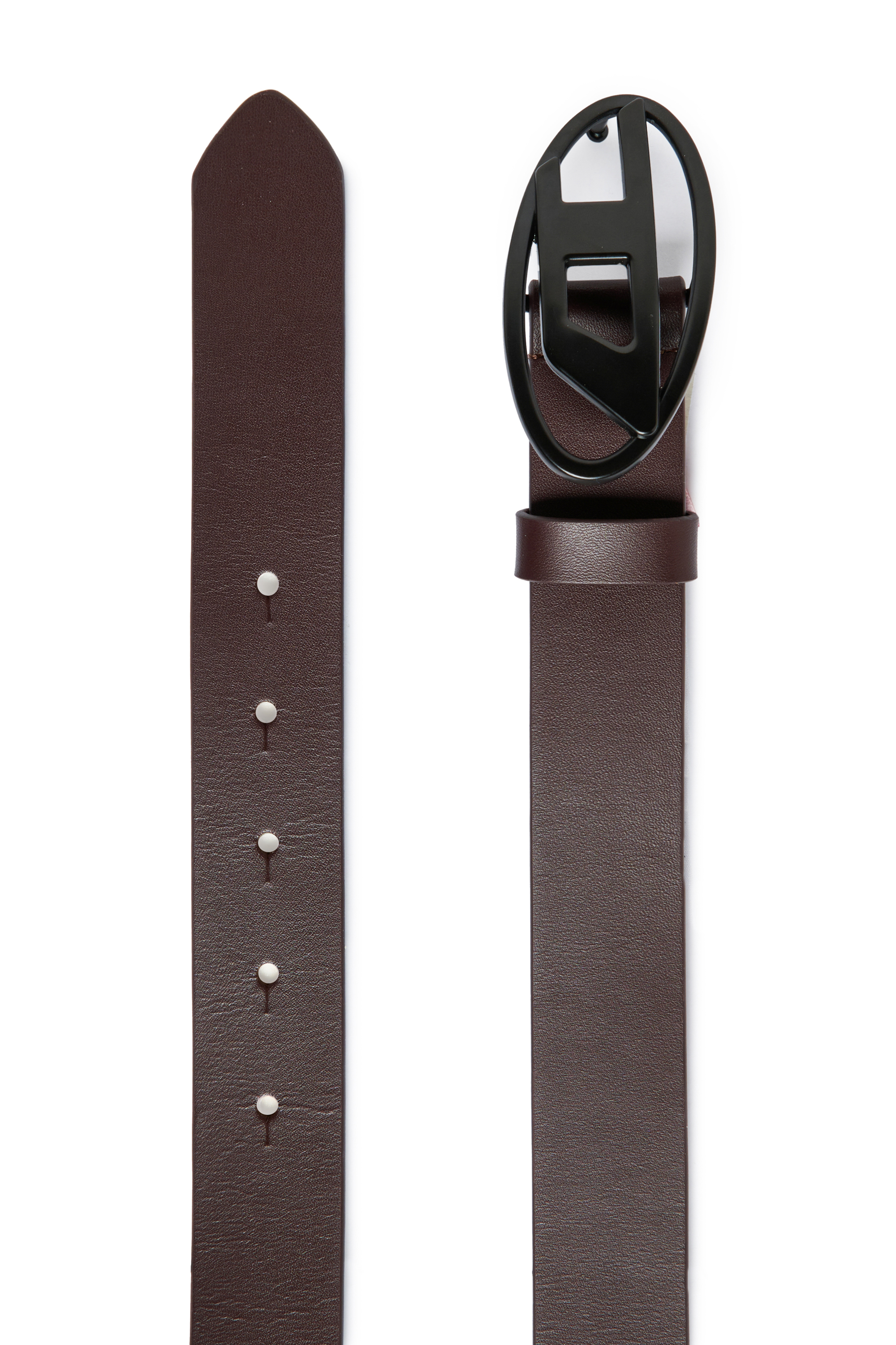 Diesel - B1DRN, Unisex's 3 cm leather belt with Oval D buckle in Brown - 2
