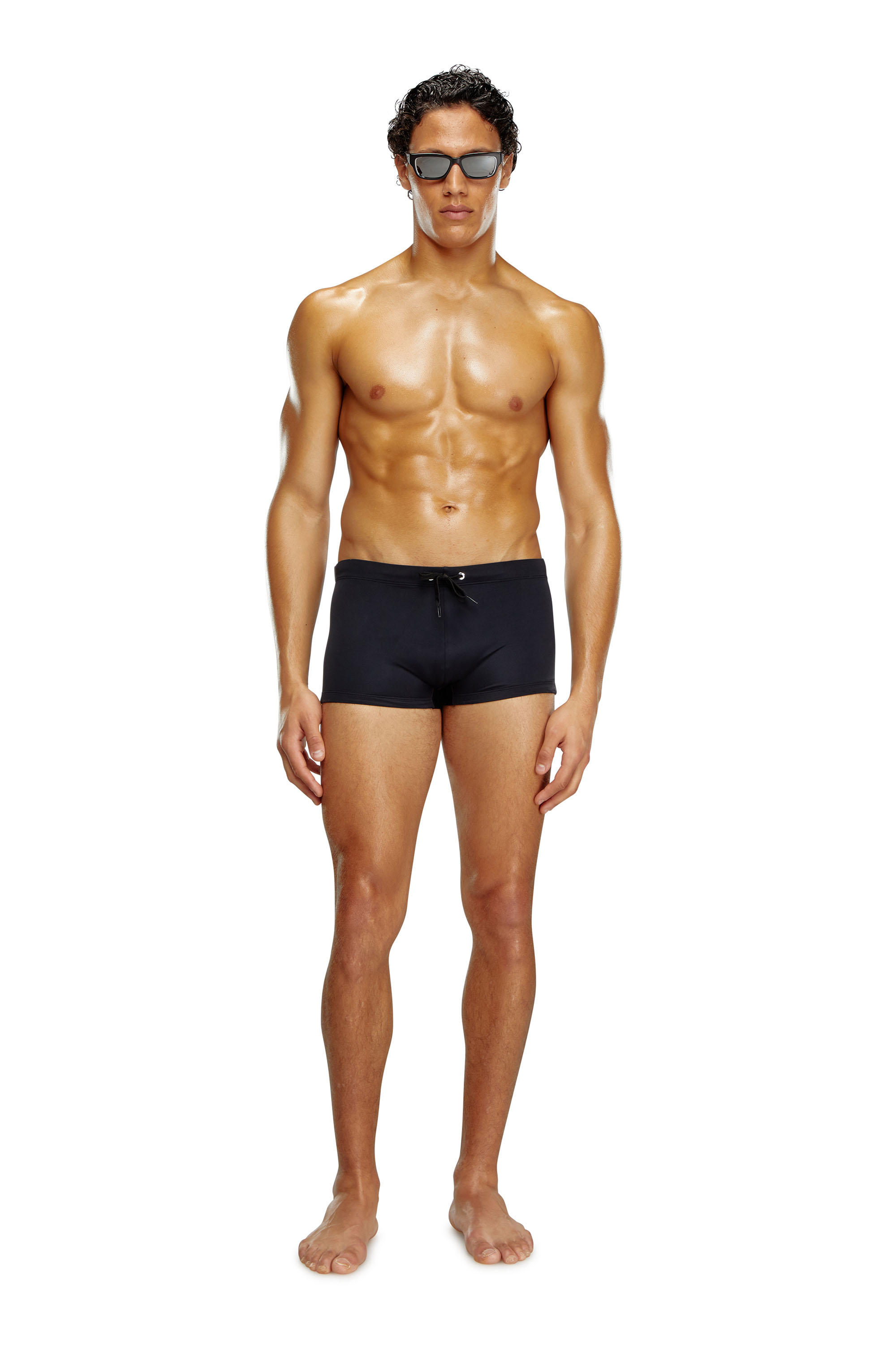 Diesel - BMBX-BRAD, Man Swim boxer briefs with rear logo print in Black - Image 1