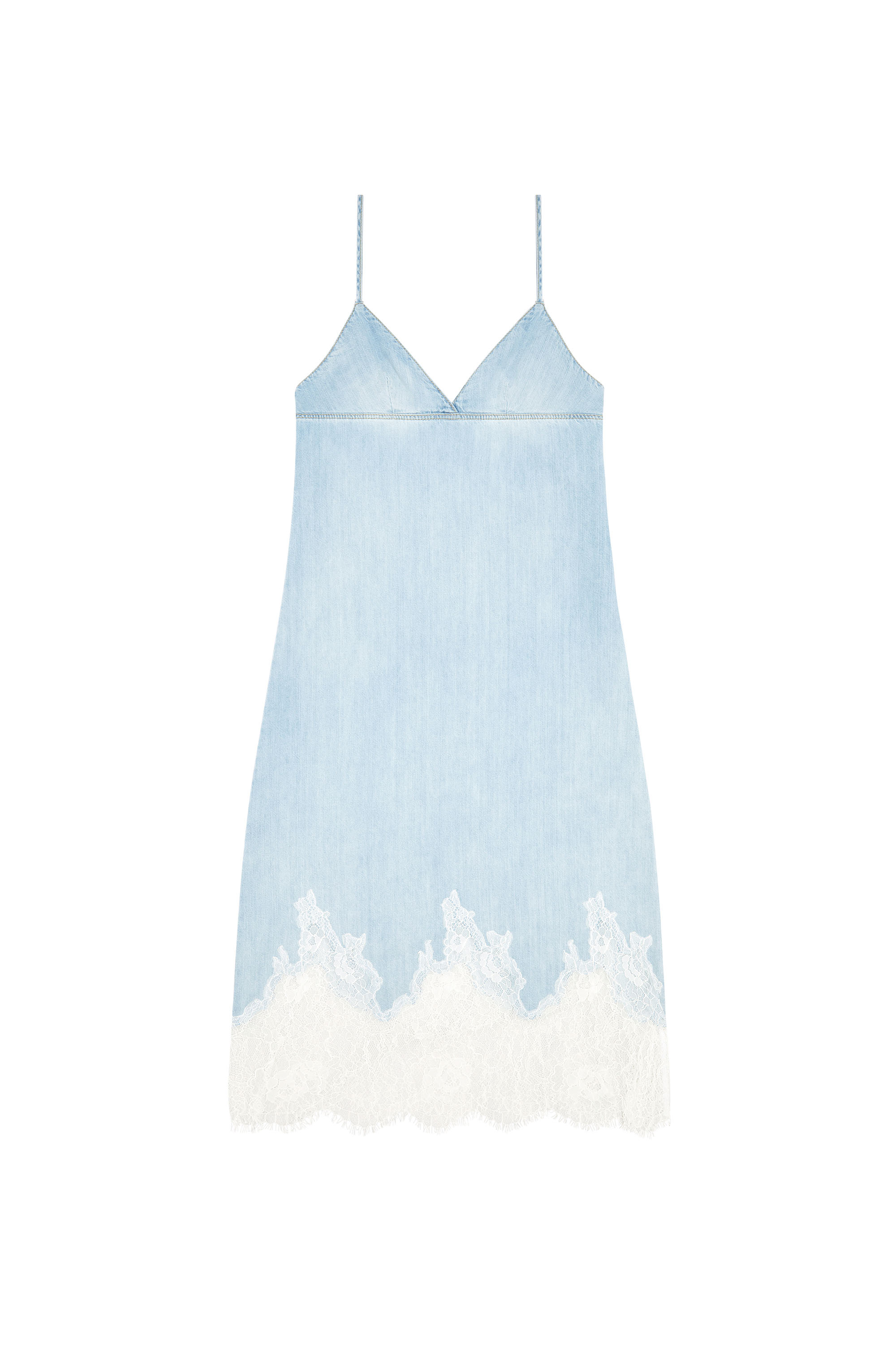 Diesel - DE-RUDE-S, Woman's Strappy dress in denim and lace in Light Blue - 2