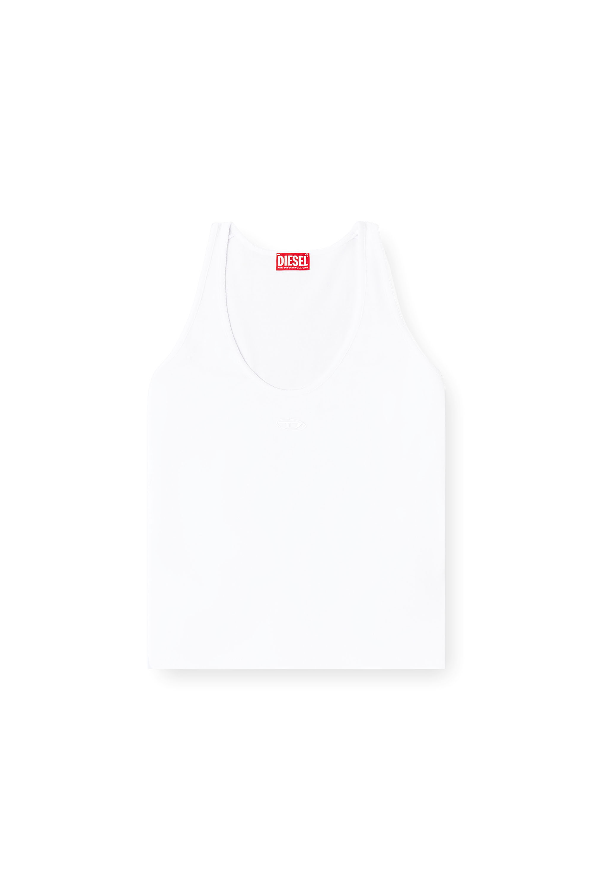 Diesel - T-IPSYA-LKDS, Woman's Ribbed tank top with Oval D in White - 4