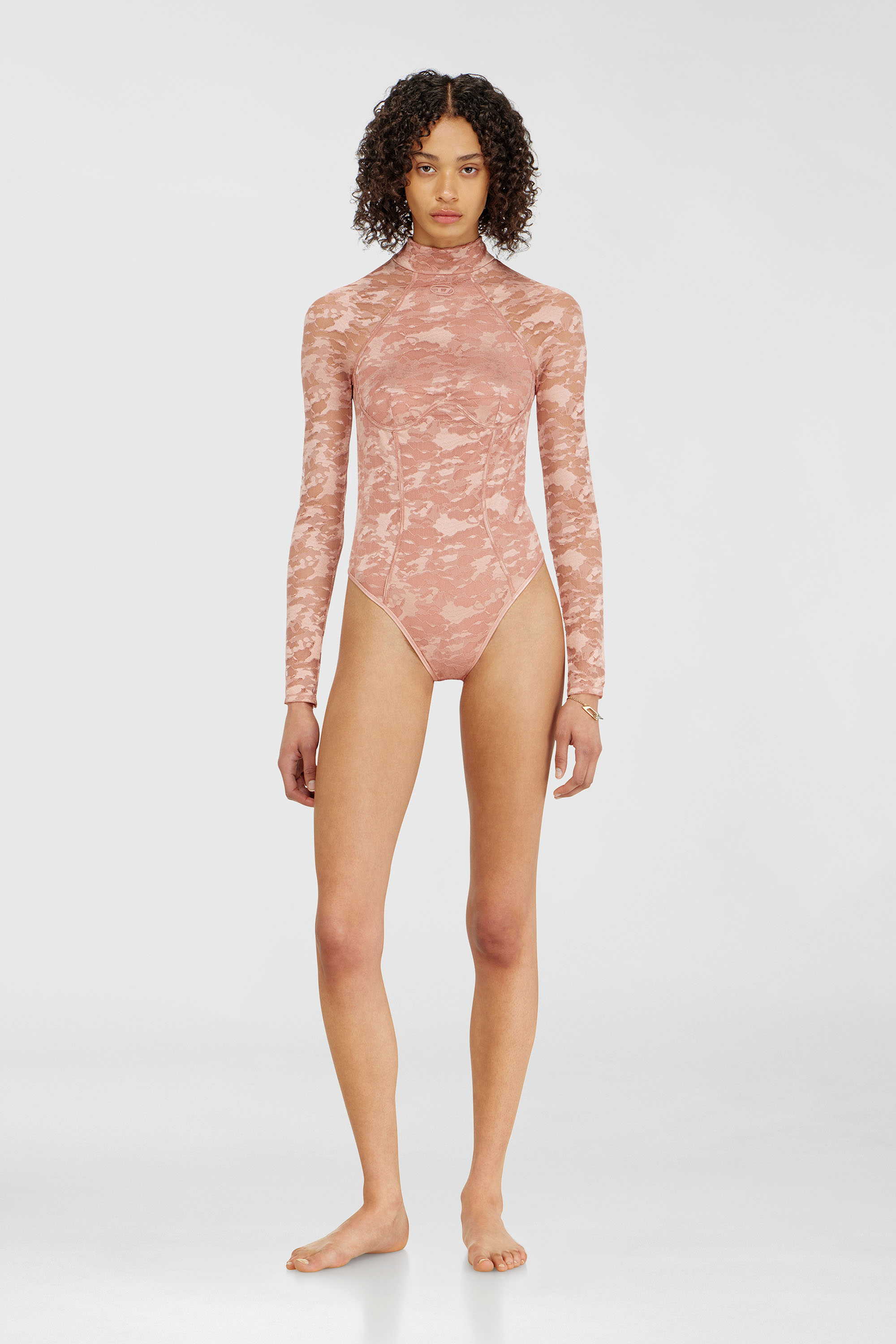 Diesel - VIVIAN-UTLT, Woman's Bodysuit in nylon lace with open back in Nude - 1