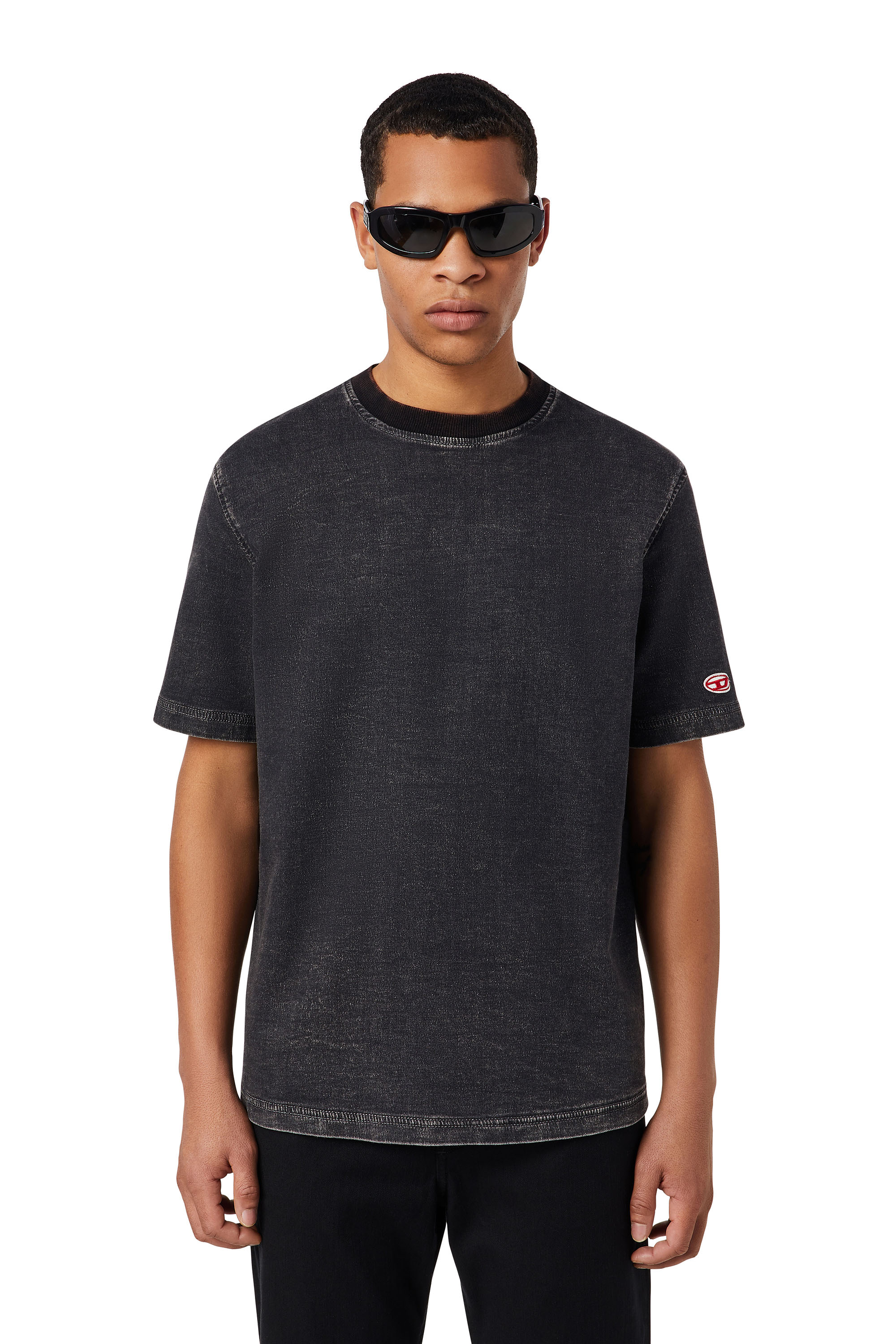 Diesel - D-BIGGOR TRACK DENIM T-SHIRT, Black/Dark grey - Image 1