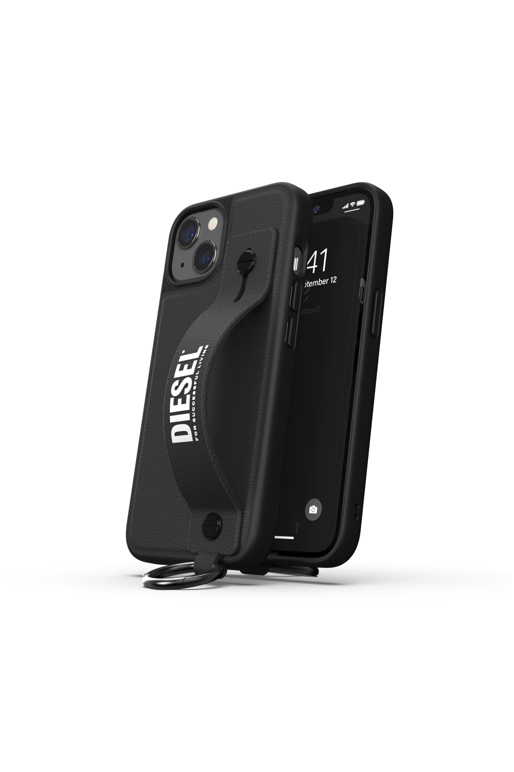 Diesel - 47840 TECH CHAIN, Unisex's Leather tech chain handstrap case  for iPhone 13 in Black - 3