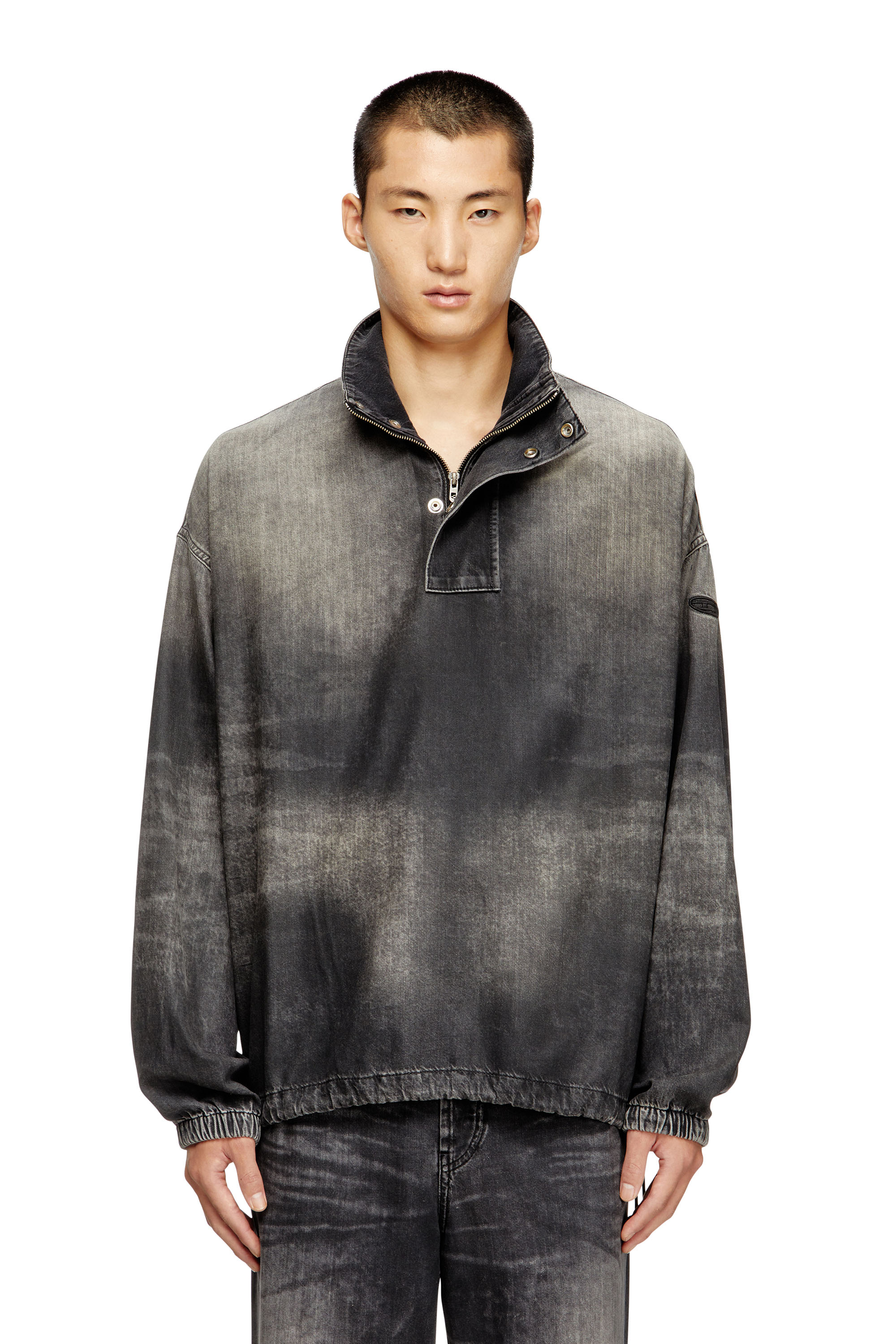 Diesel - D-FLOW-S3, Unisex's Denim top with mock neck in Black - 1