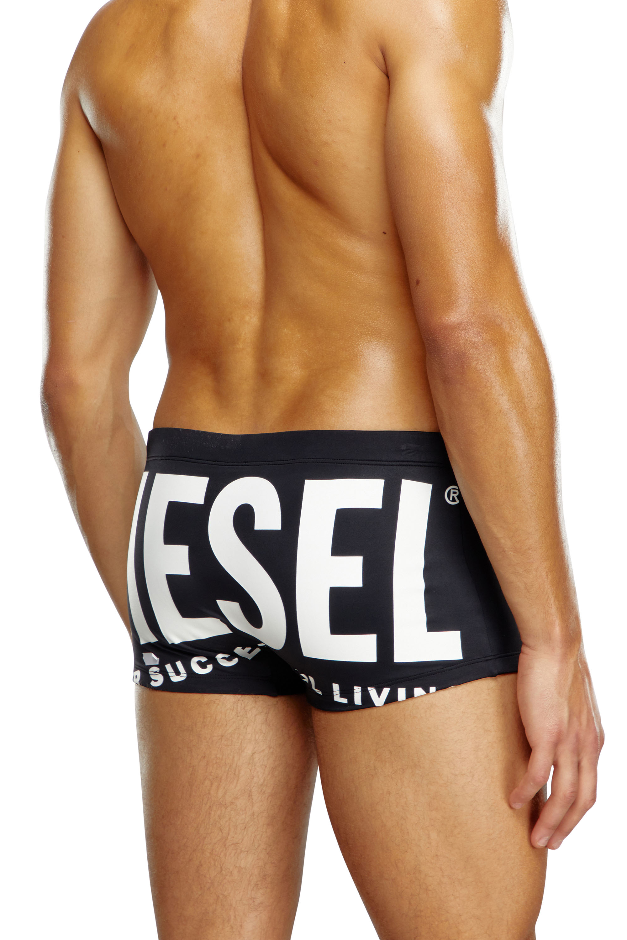 Diesel - BMBX-BRAD, Man Swim boxer briefs with rear logo print in Black - Image 3