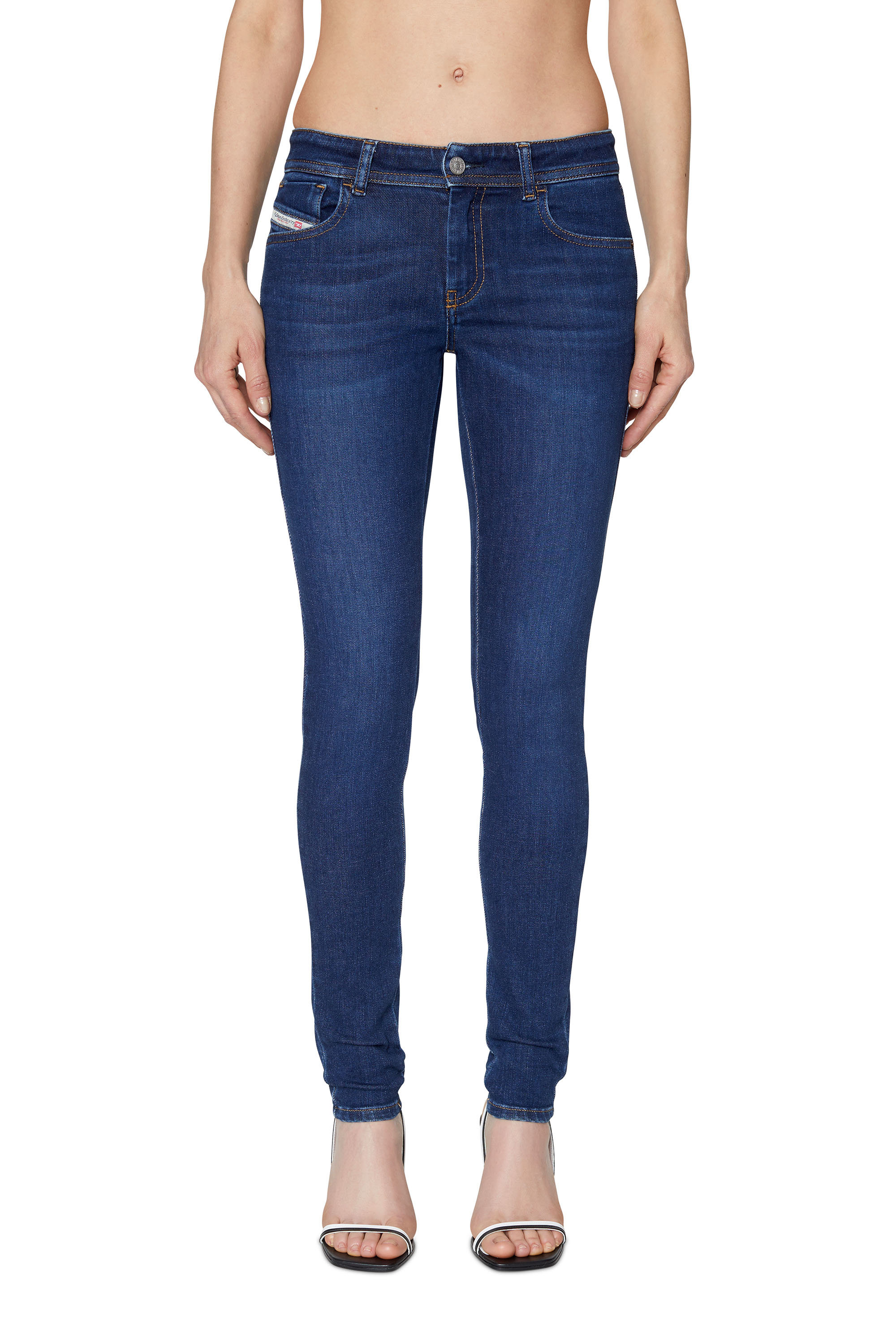 Diesel - 2018 SLANDY-LOW 09C19 Super skinny Jeans, Dark Blue - Image 1