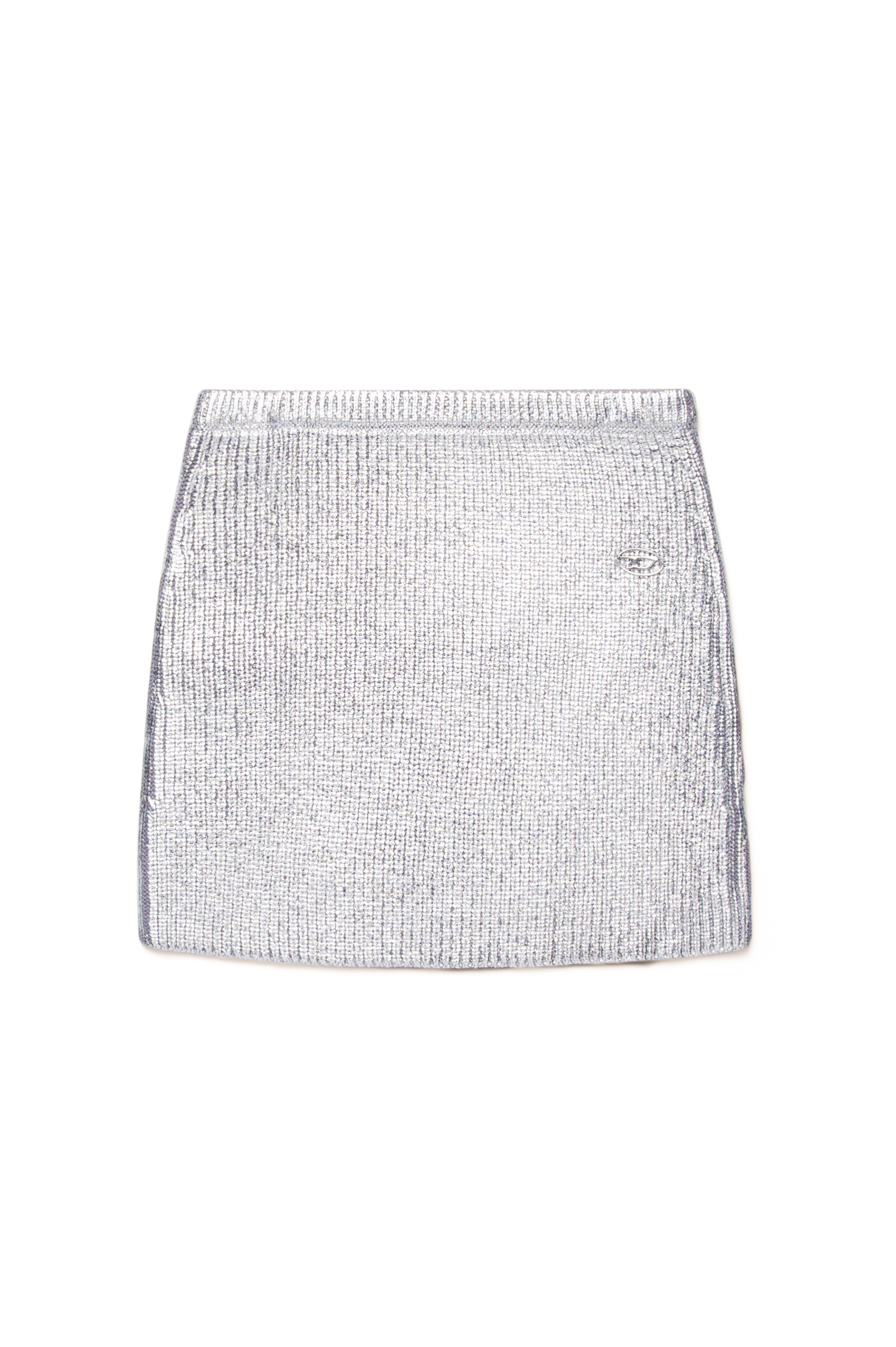 Diesel - GSILV, Woman Metallic mini skirt in coated knit in Silver - Image 1