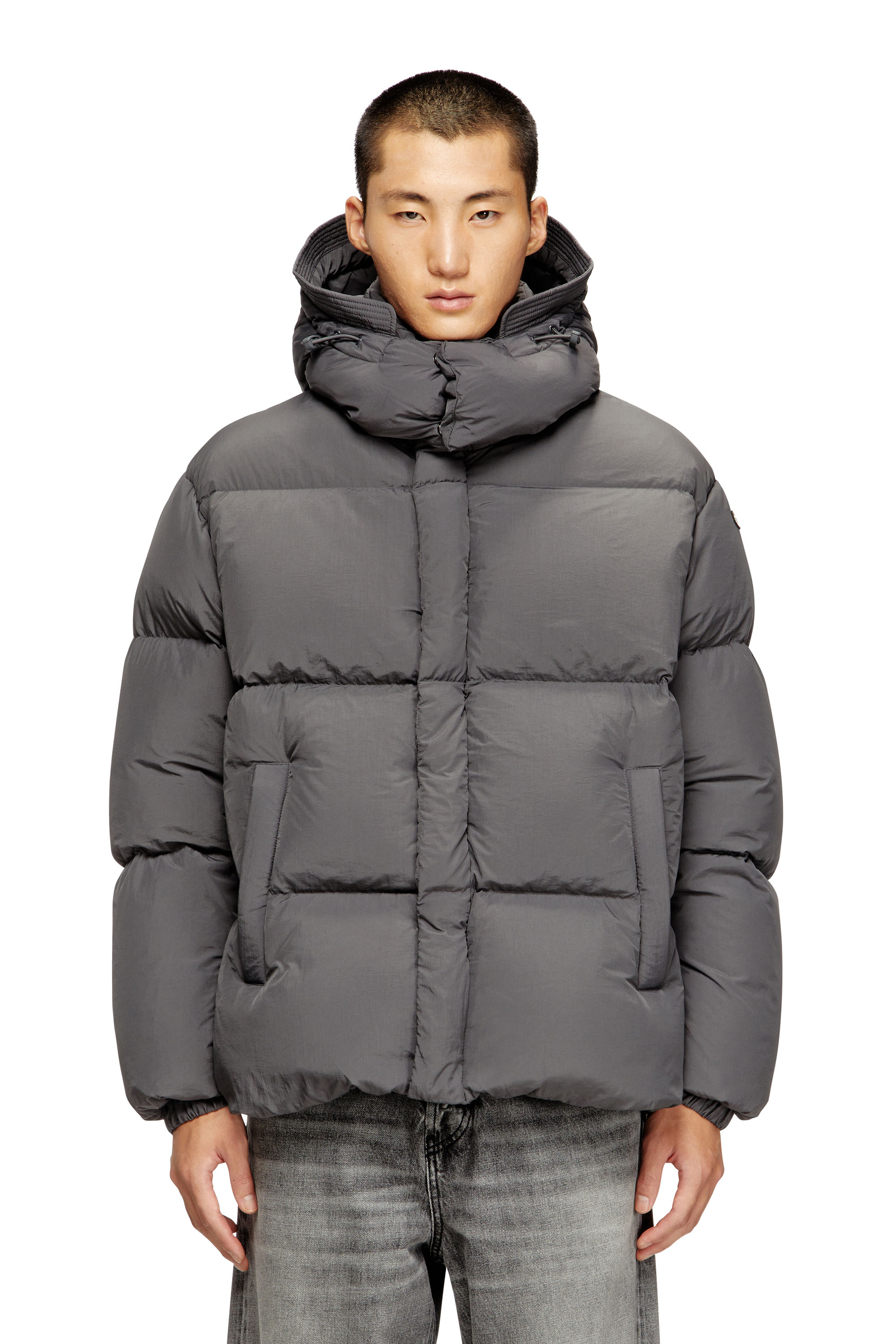 Diesel - W-ROLFYS, Man's Down jacket in recycled nylon taslan in Grey - 3