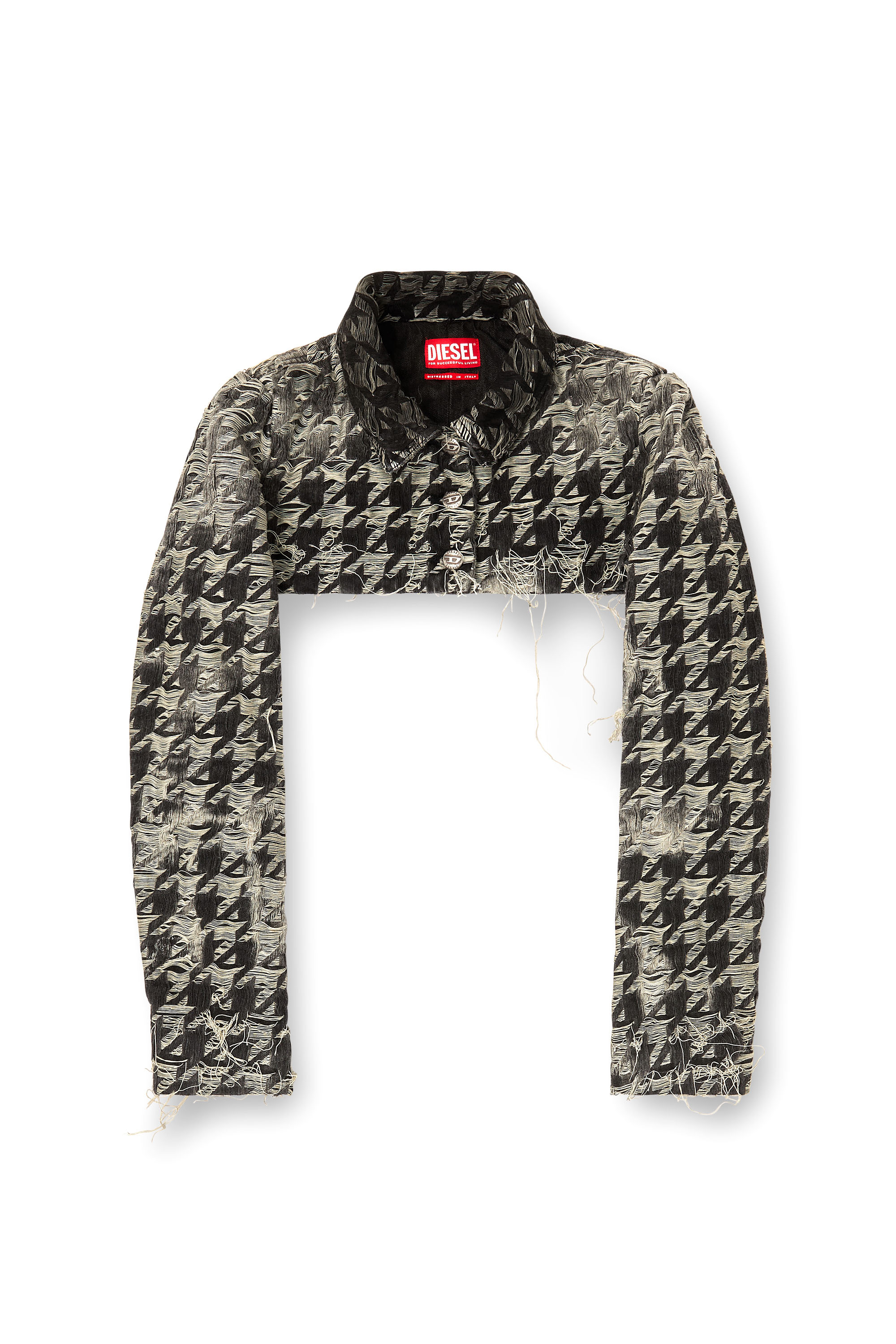 Diesel - DE-ANSIS-FSH2, Woman's Shrug in houndstooth-weave denim in Black/White - 2