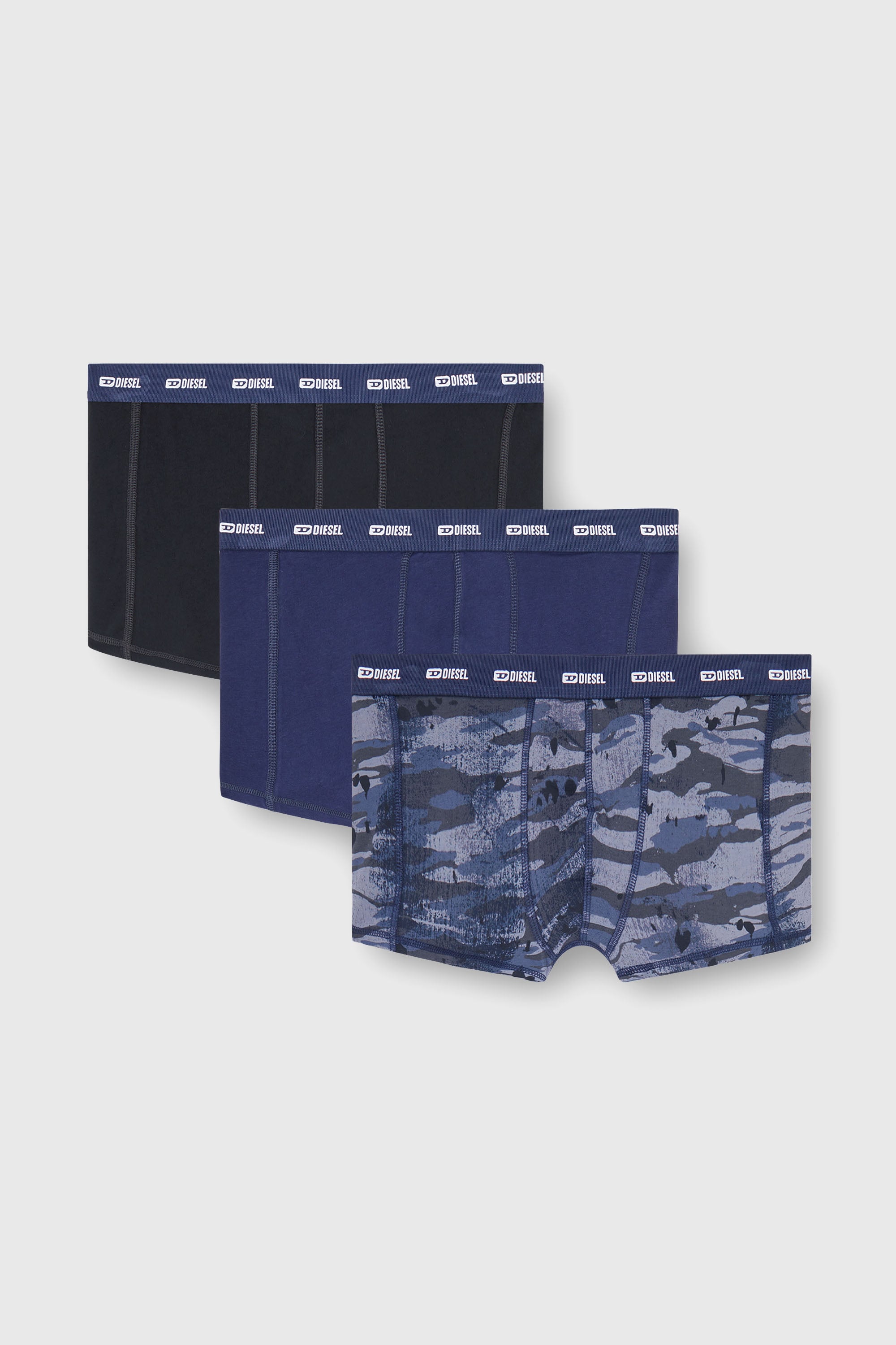 Diesel - DAMIEN-UTLT-3PACK, Man's Three-pack of boxer briefs plain and camo in Blue/Black - 1