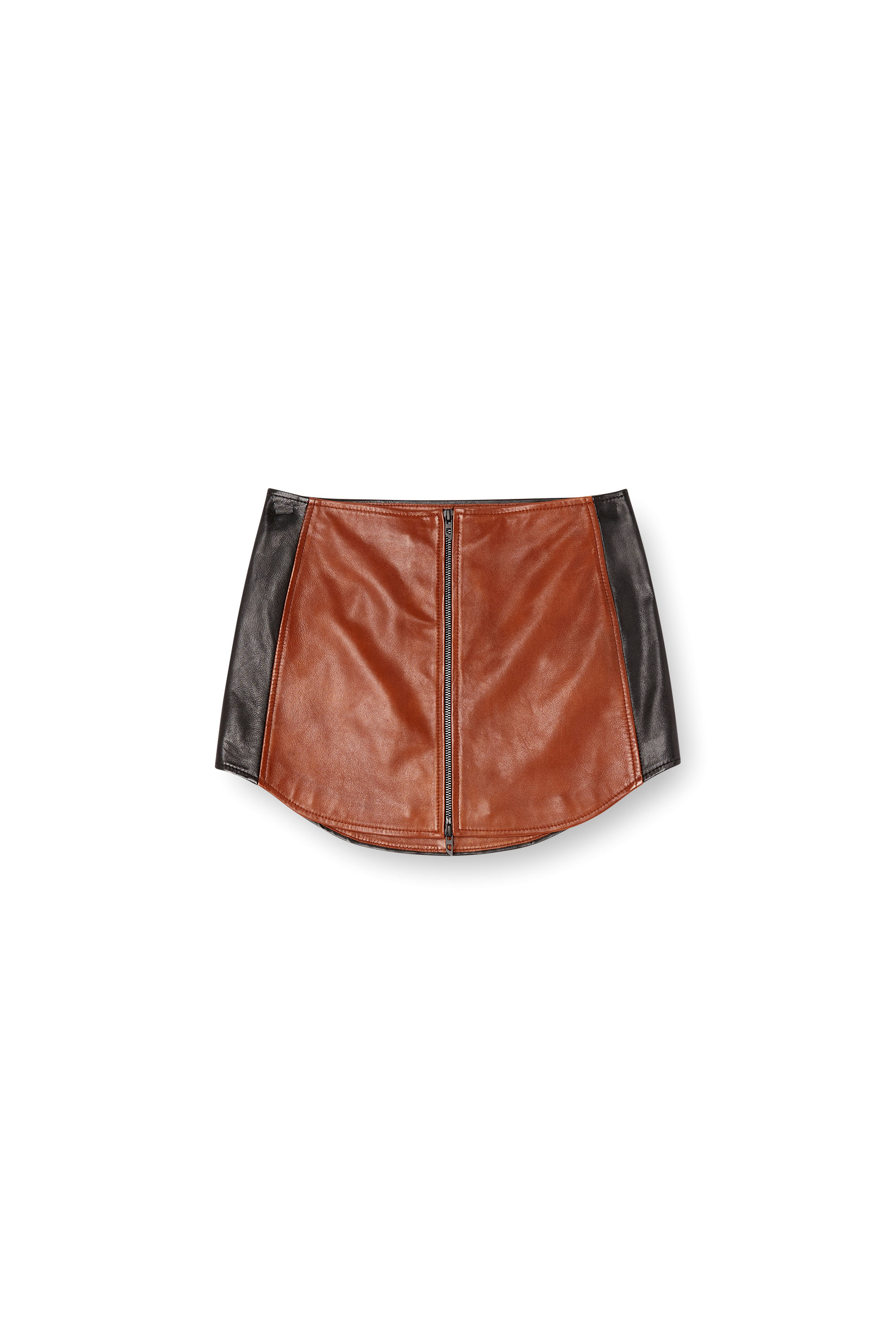 Diesel - L-OLLIPOP, Woman's Mini skirt in colour-block leather in Brown - 5