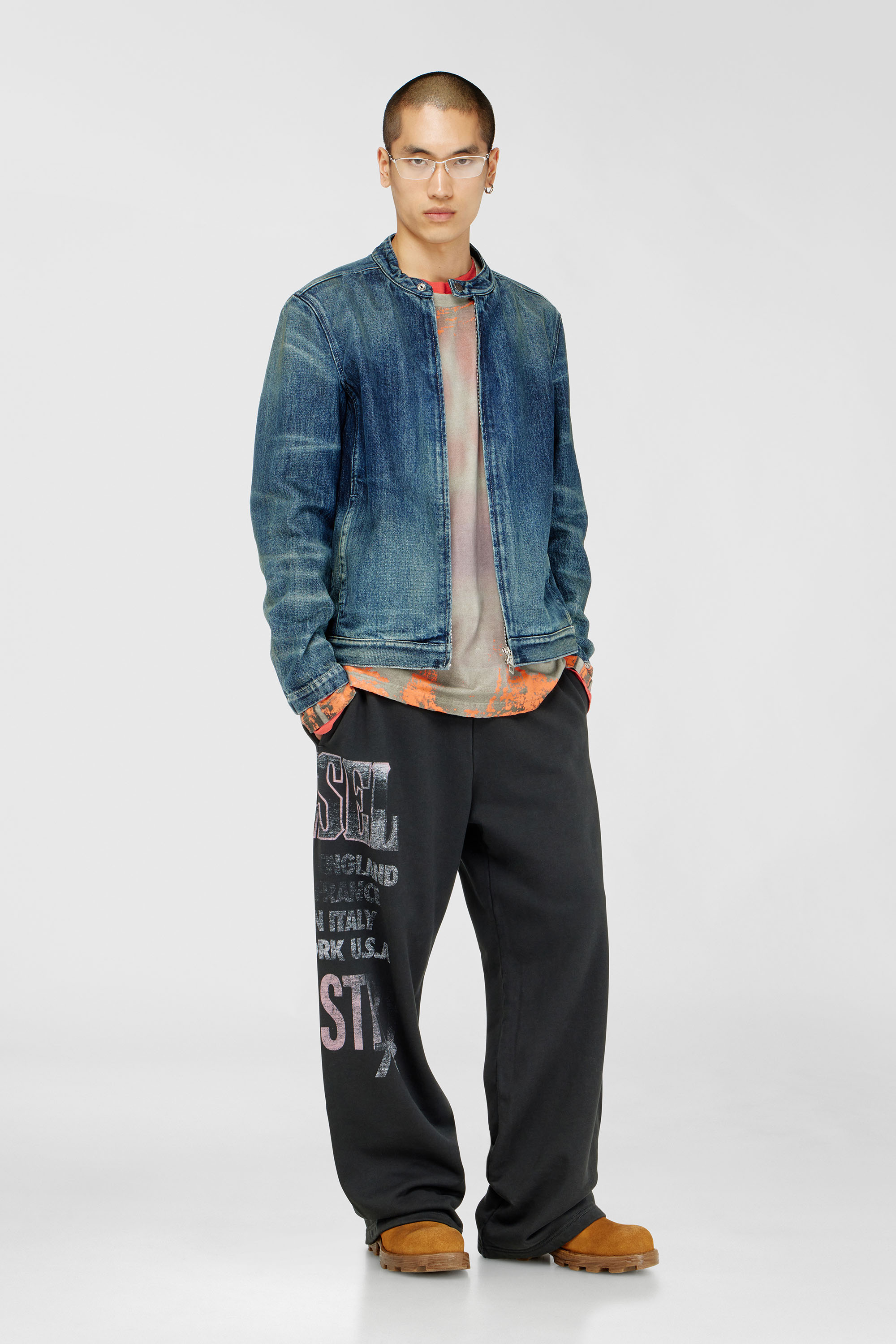 Diesel - P-ILL, Man's Sweatpants with concert graphics in Black - 1