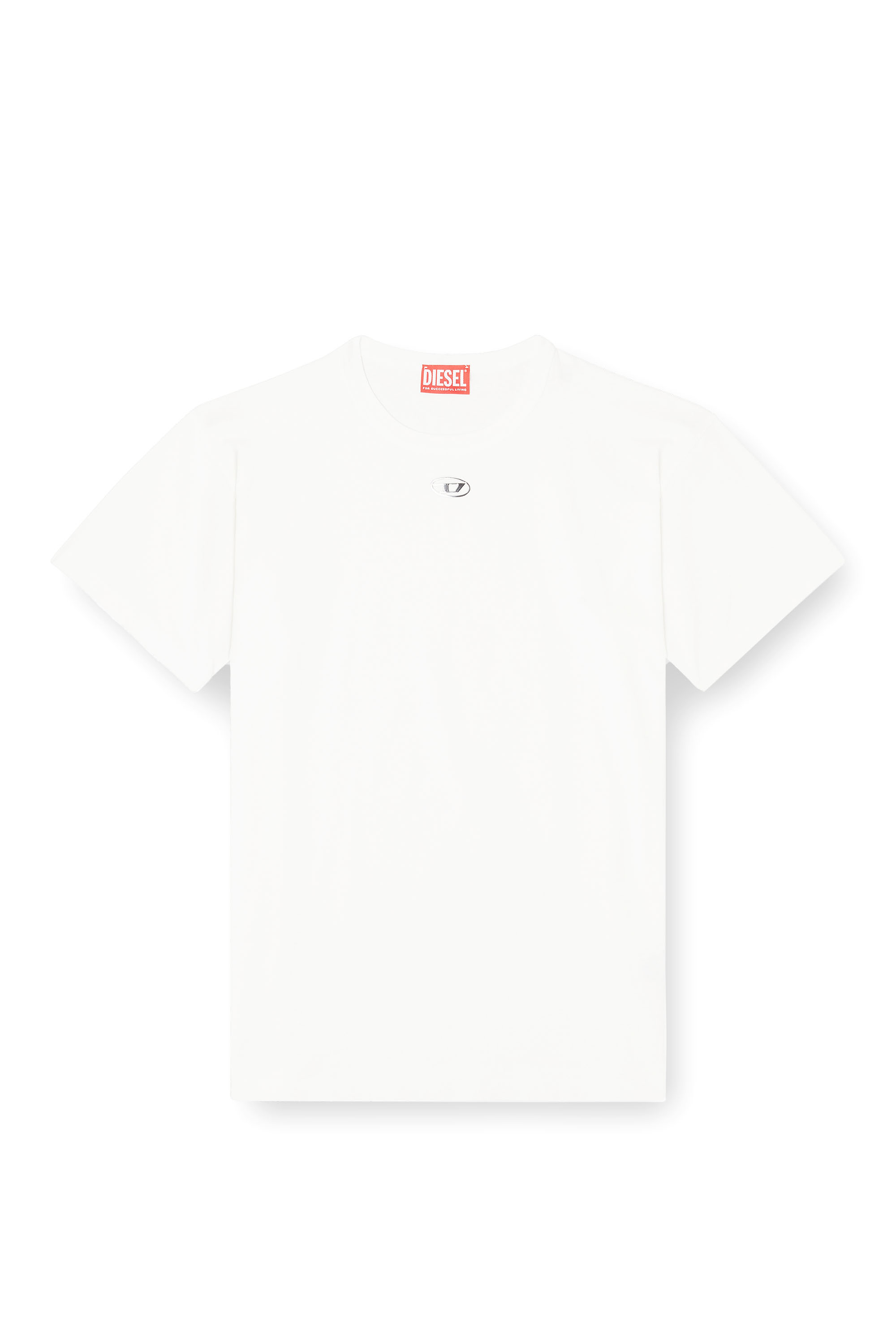 Diesel - T-NORMY-OD-S1, Woman's Cotton T-shirt with metallic Oval D in White - 3