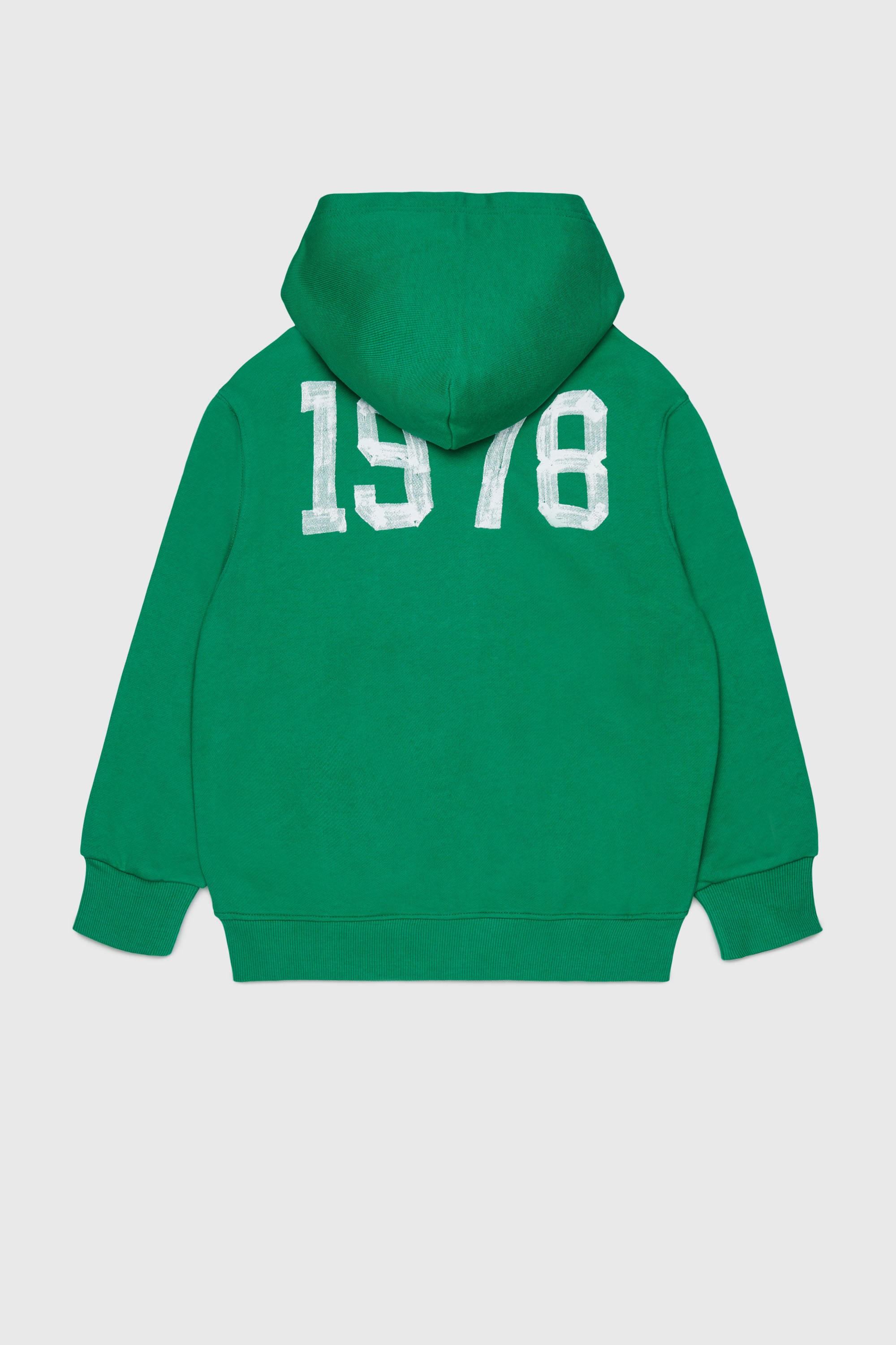 Diesel - SBANDHOOD OVER, Man's Zip-up hoodie with paint-effect logo prints in Green - 2