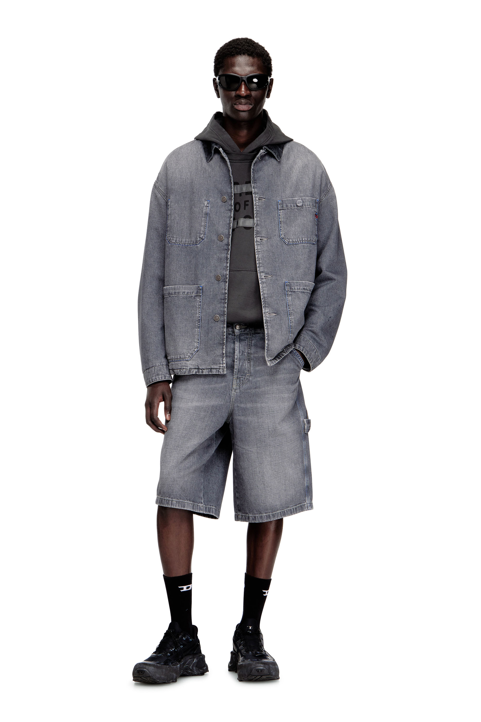 Diesel - D-LIVERY-W-SHORT, Man's Relaxed-fit denim shorts in Grey - 1