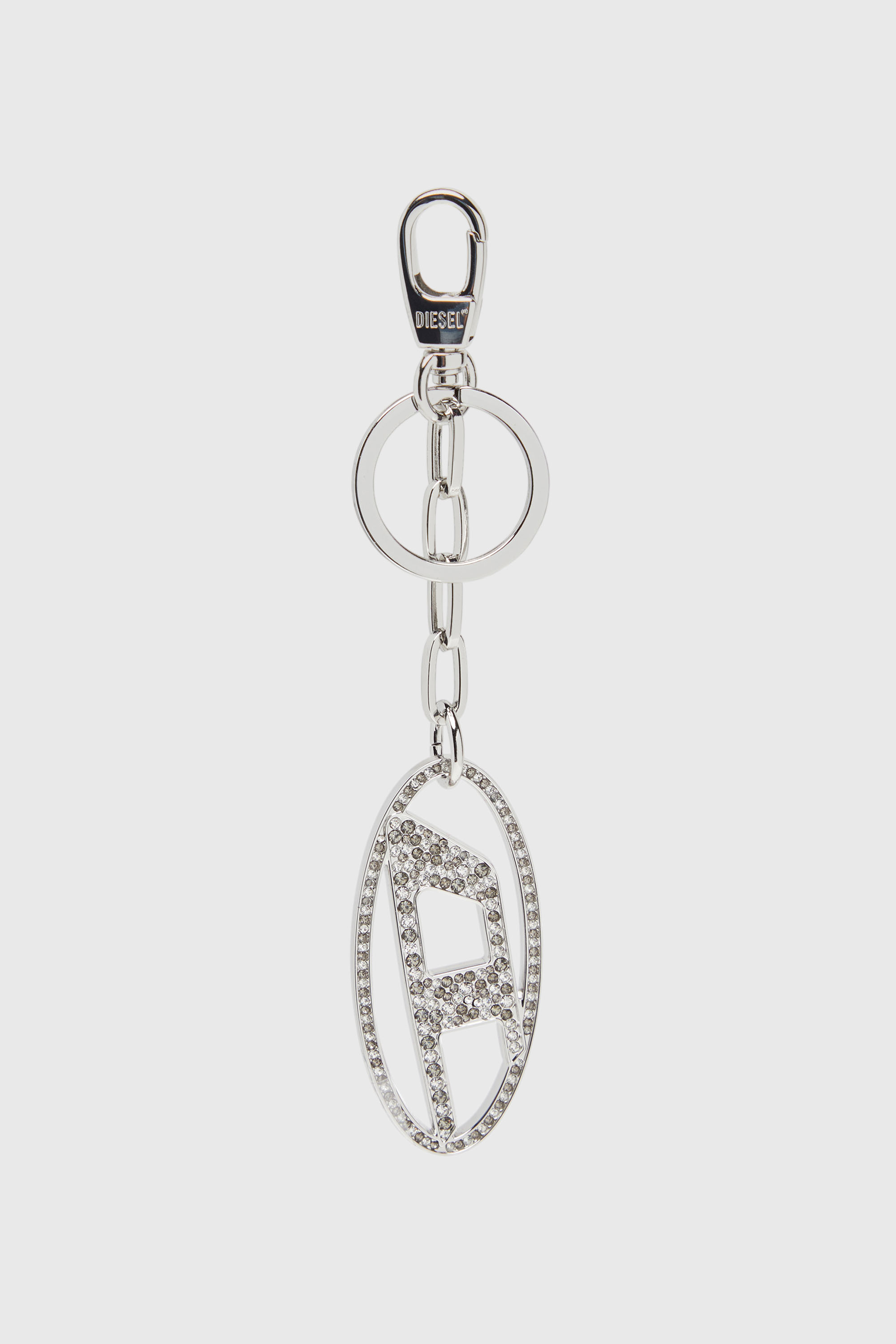Metal Oval D keyring with crystals