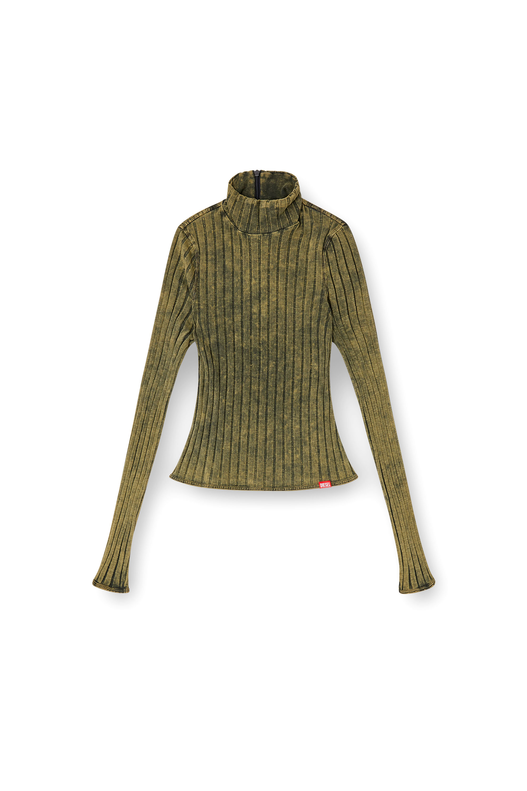 Diesel - T-CLAWA, Woman's Jumper in treated wide-rib jersey in Green - 3