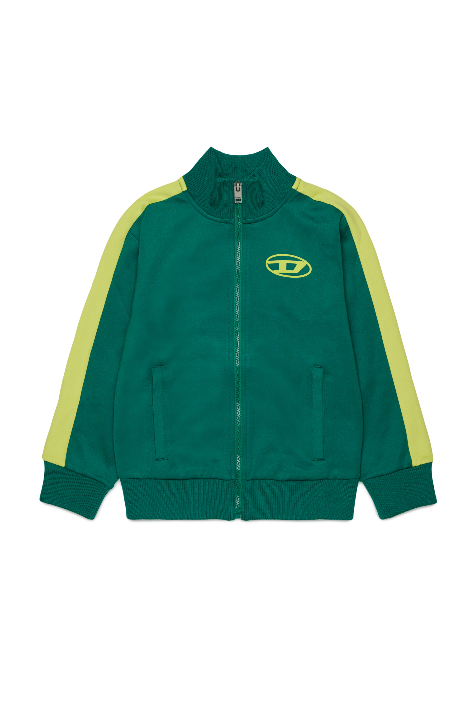 Diesel - SBOS, Man's Track jacket with Oval D logo in Green - 1