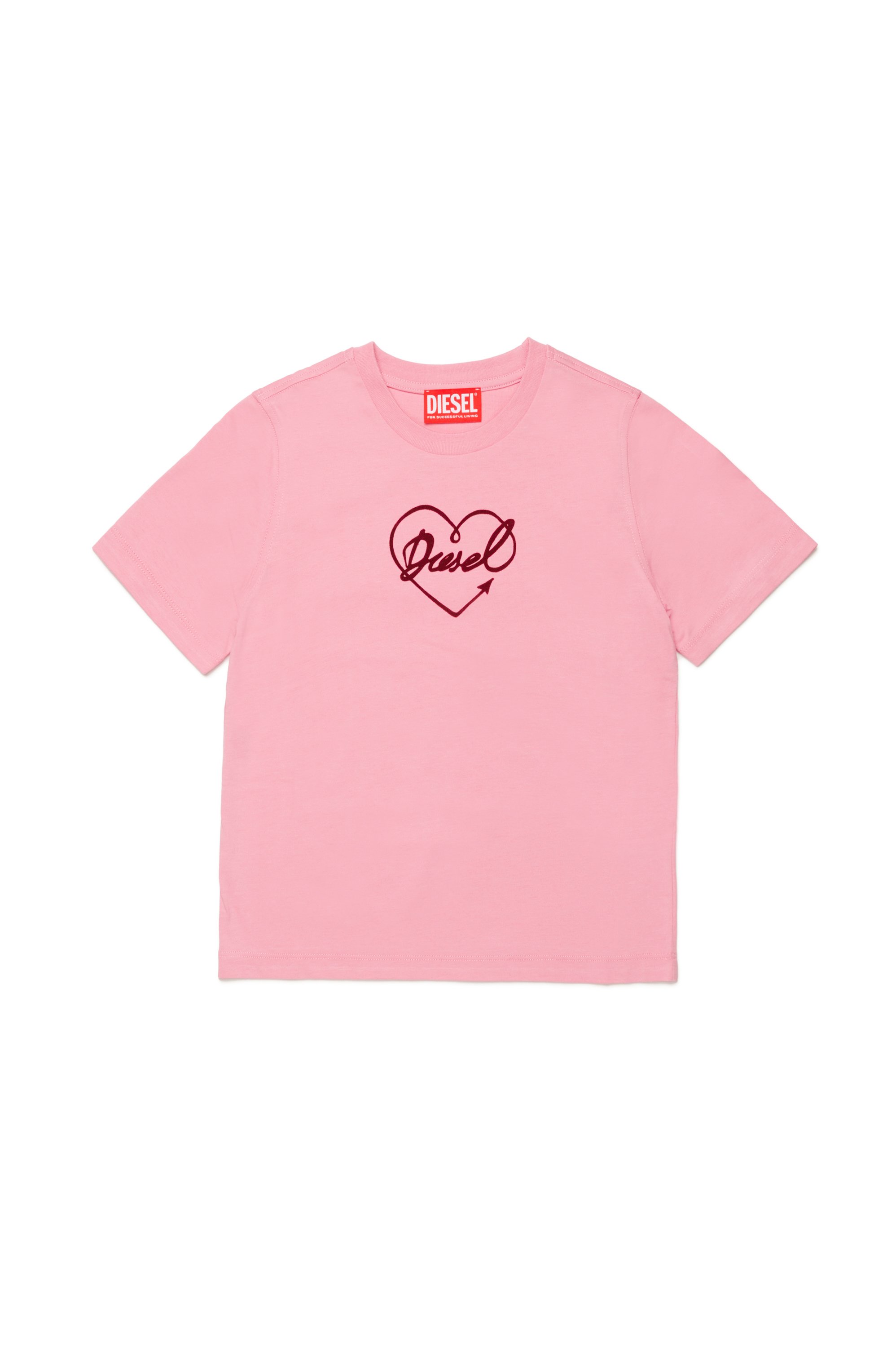 Diesel - TREGL4, Woman's T-shirt with flocked logo heart in Pink - 1