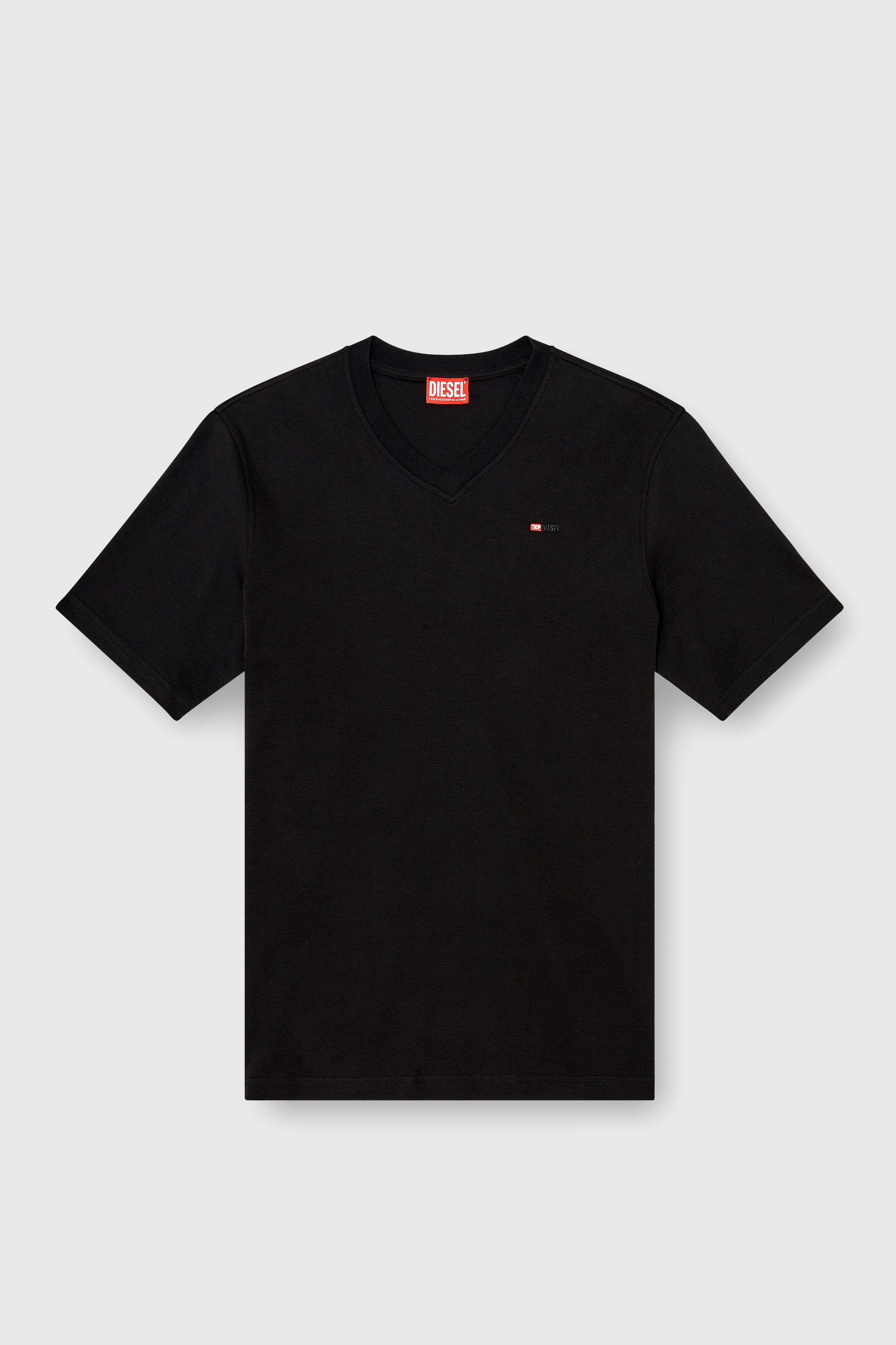 Diesel - T-ADJUST-V-MICRODIV, Man's V-neck T-shirt with micro logo embroidery in Black - 2