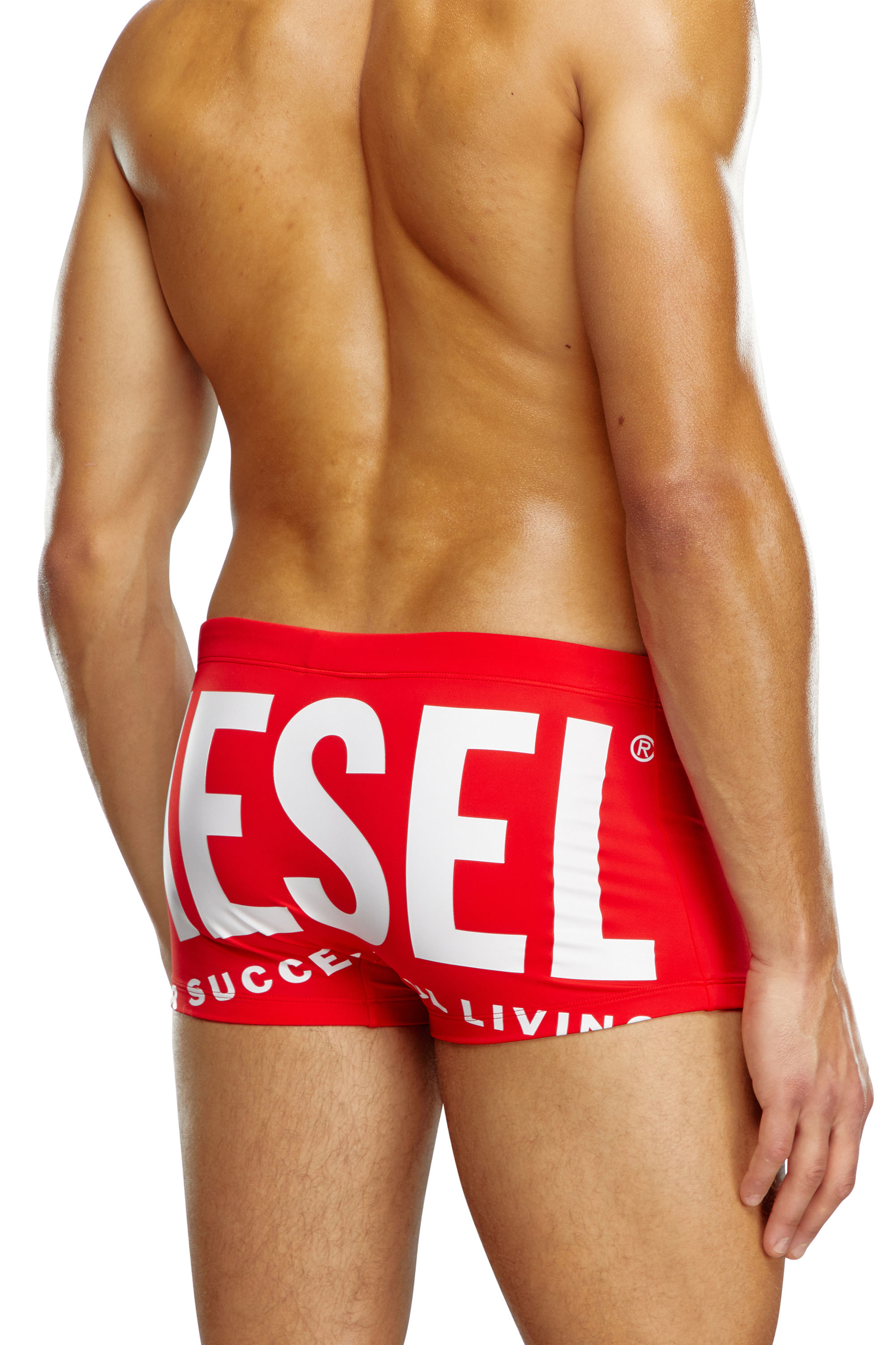 Diesel - BMBX-BRAD, Man Swim boxer briefs with rear logo print in Red - Image 3