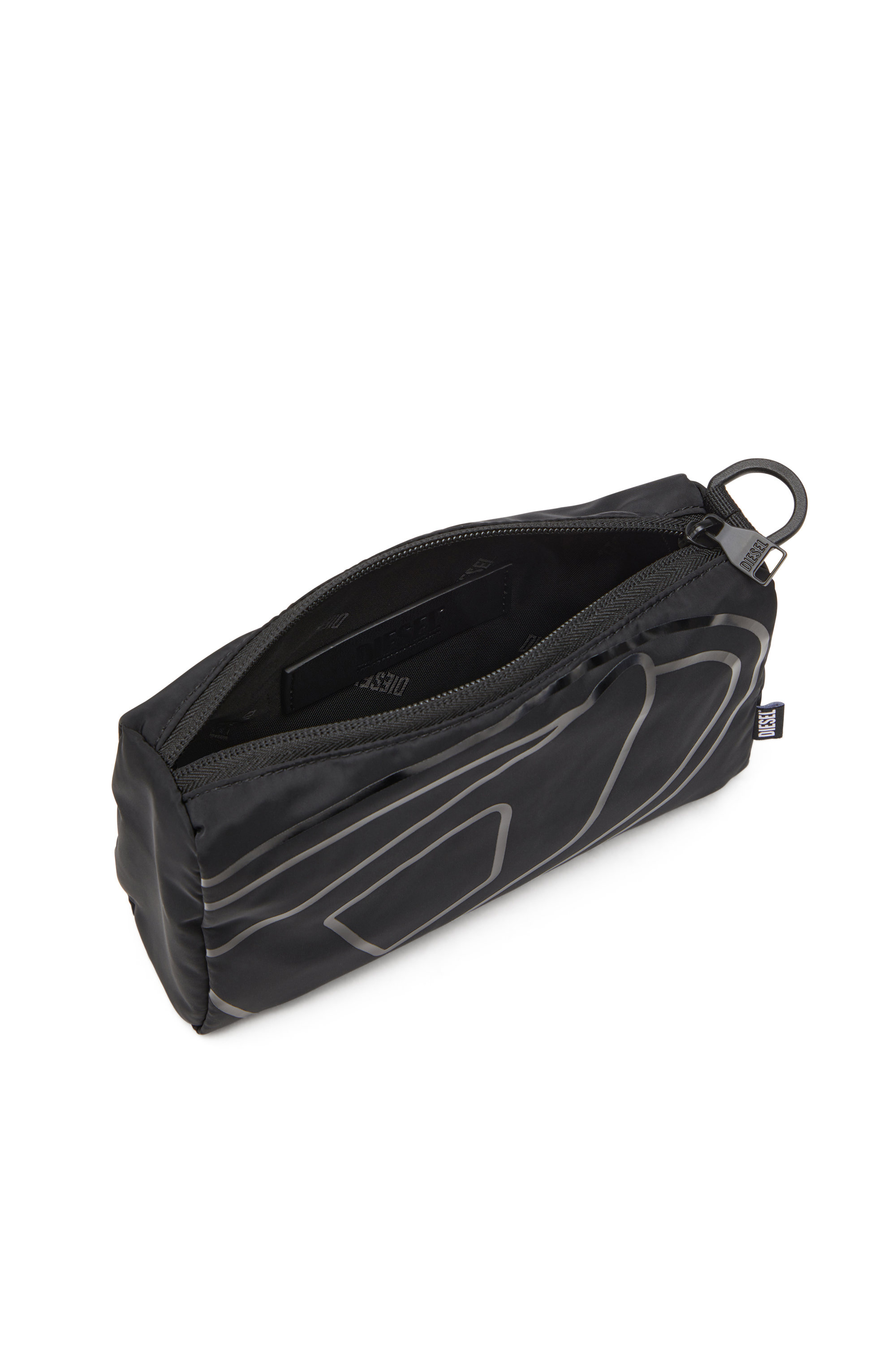 Diesel - DRAPE POUCH, Man's Nylon pouch with Oval D print in Black - 4