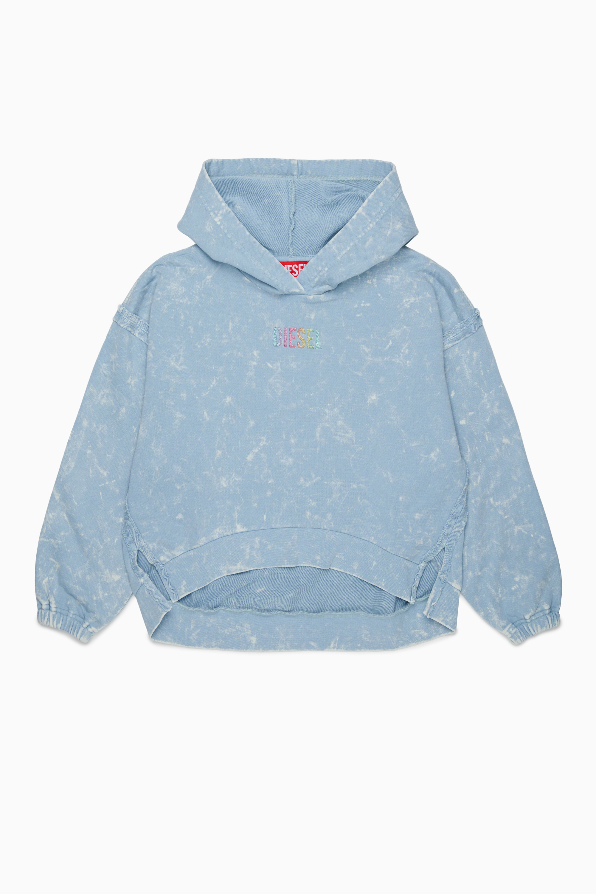 Diesel - SLOXY, Woman's Tie-dye-effect hoodie with rainbow logo in Light Blue - 1