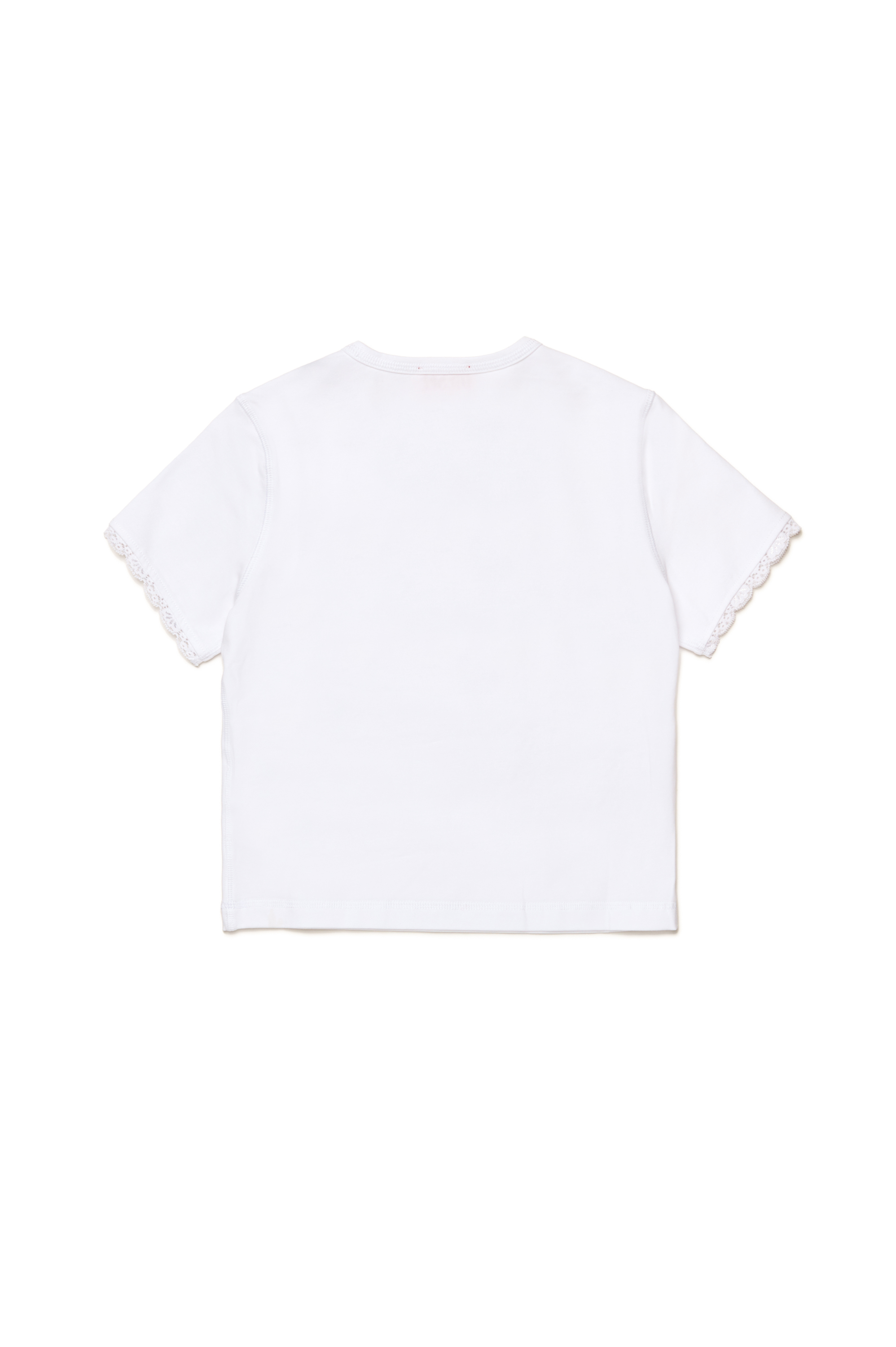 Diesel - TUNCUTIELACE, Woman T-shirt with lace sleeve trims in White - Image 2