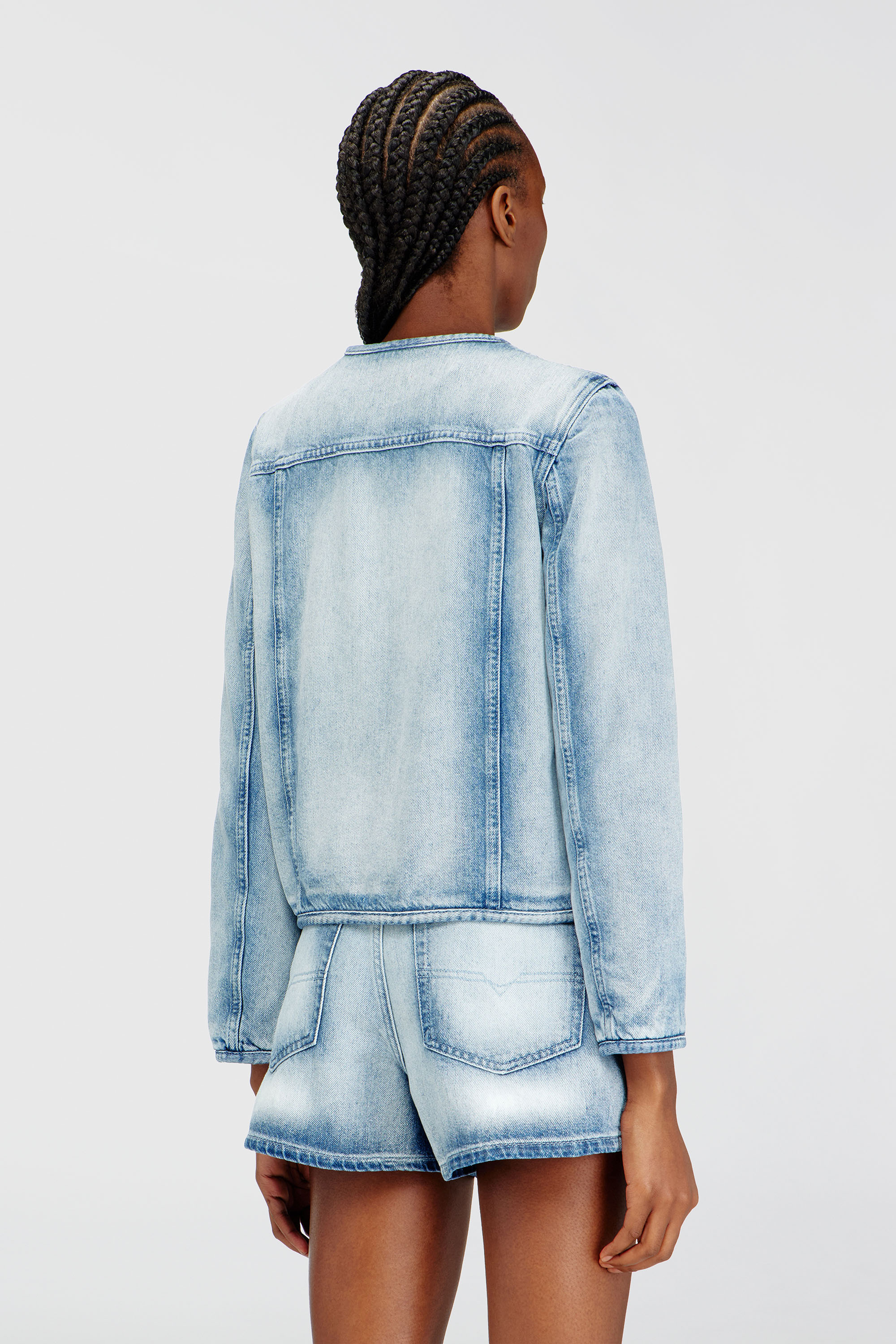 Diesel - DE-GRAFY-FSI1, Woman's Jacket in medium-light skeleton denim in Light Blue - 4