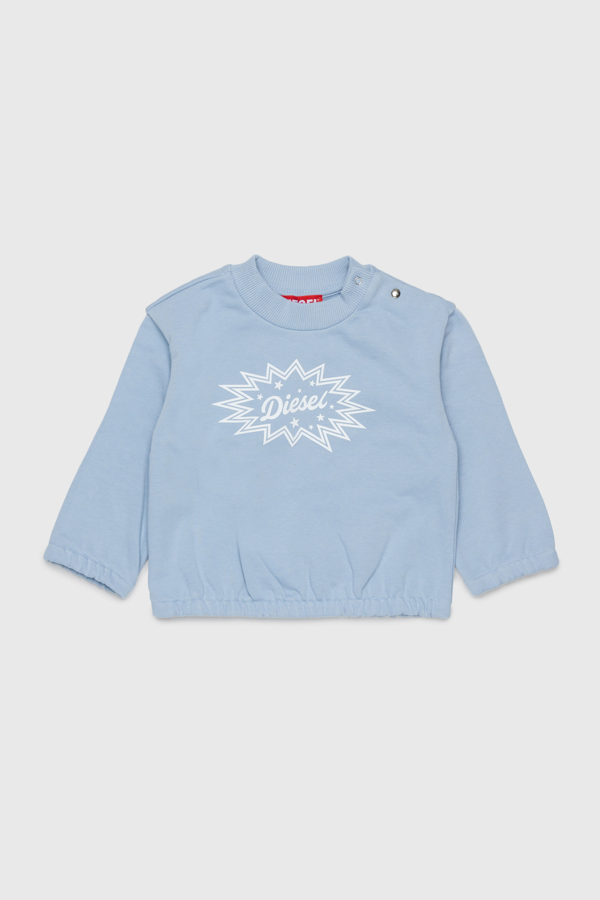Diesel - SFUMB, Woman's Cotton sweatshirt with starburst logo print in Light Blue - 1