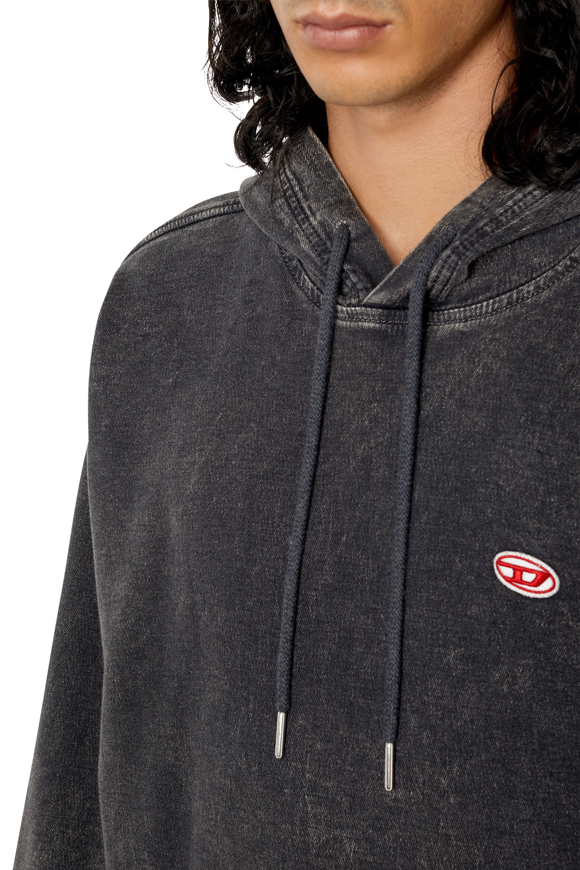 Diesel - D-UM-RIB TRACK DENIM HOODIE, Black/Dark grey - Image 5