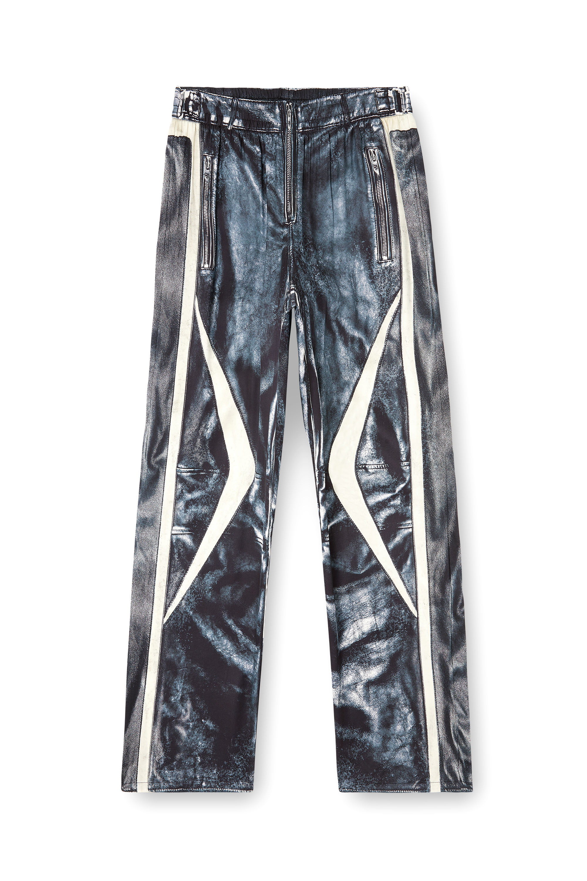Diesel - P-THECK-BMCZ, Man's Biker-trompe l'oeil satin track pants in null - 2