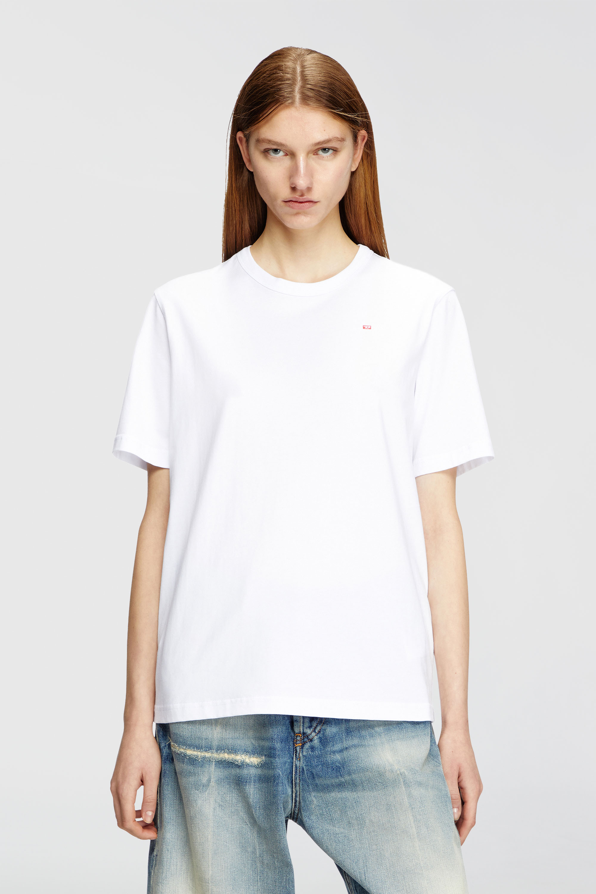 Diesel - T-ADJUST-MICRODIV, Unisex's T-shirt with micro-embroidered logo in White - 1