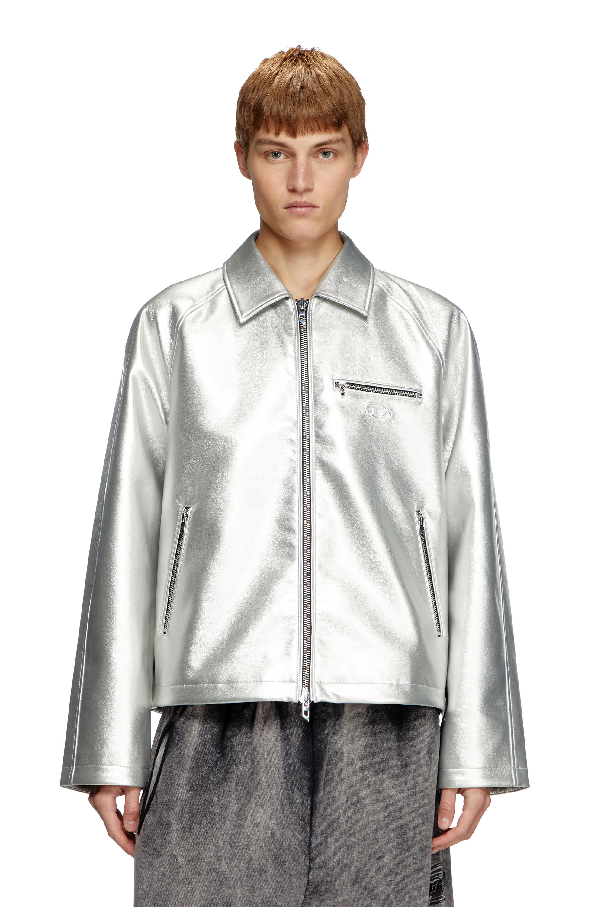 Diesel - J-THOME, Unisex's Metallic coach jacket in Silver - 4