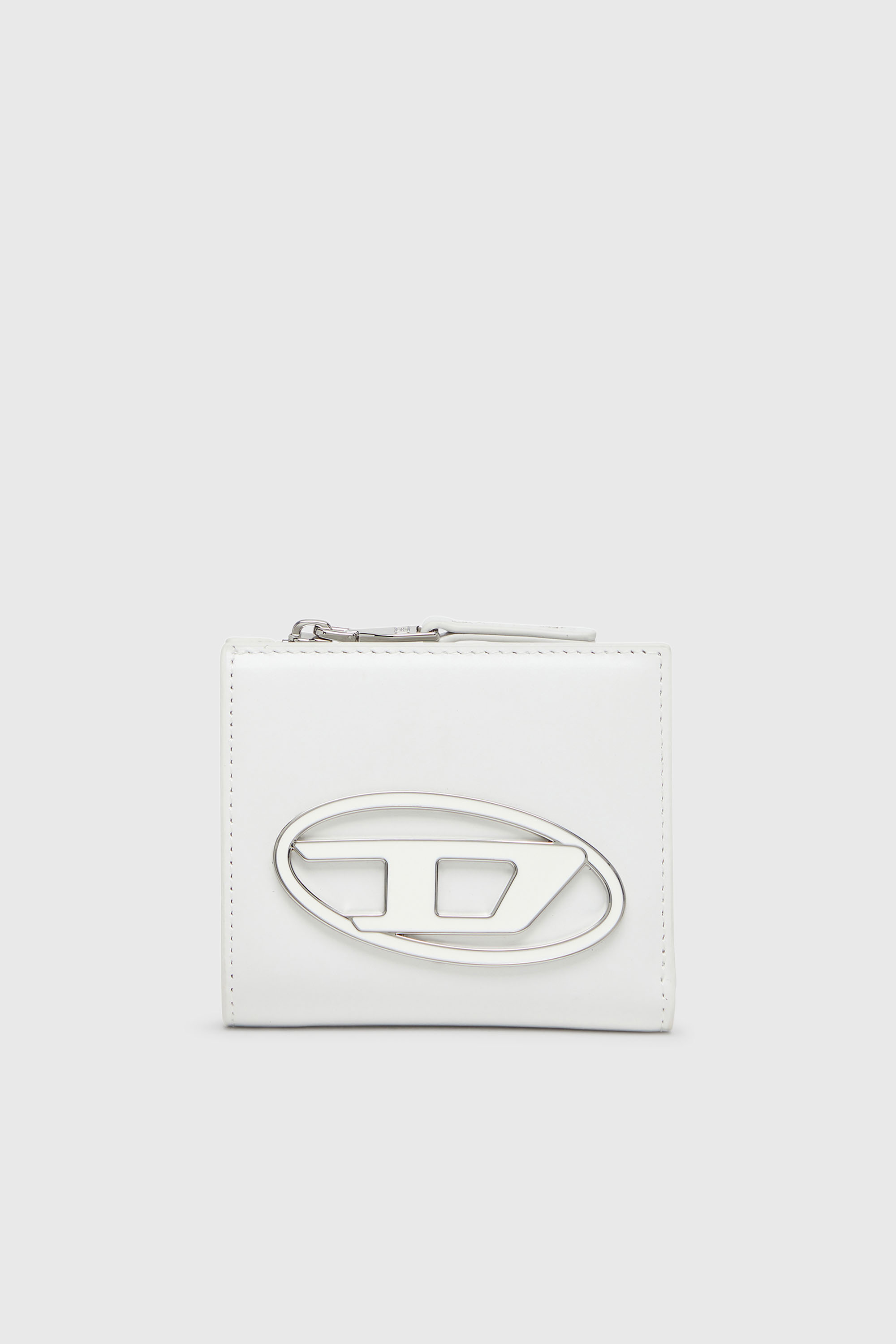 Diesel - 1DR BI FOLD ZIP L, Woman's Bi-fold wallet in leather in White - 1