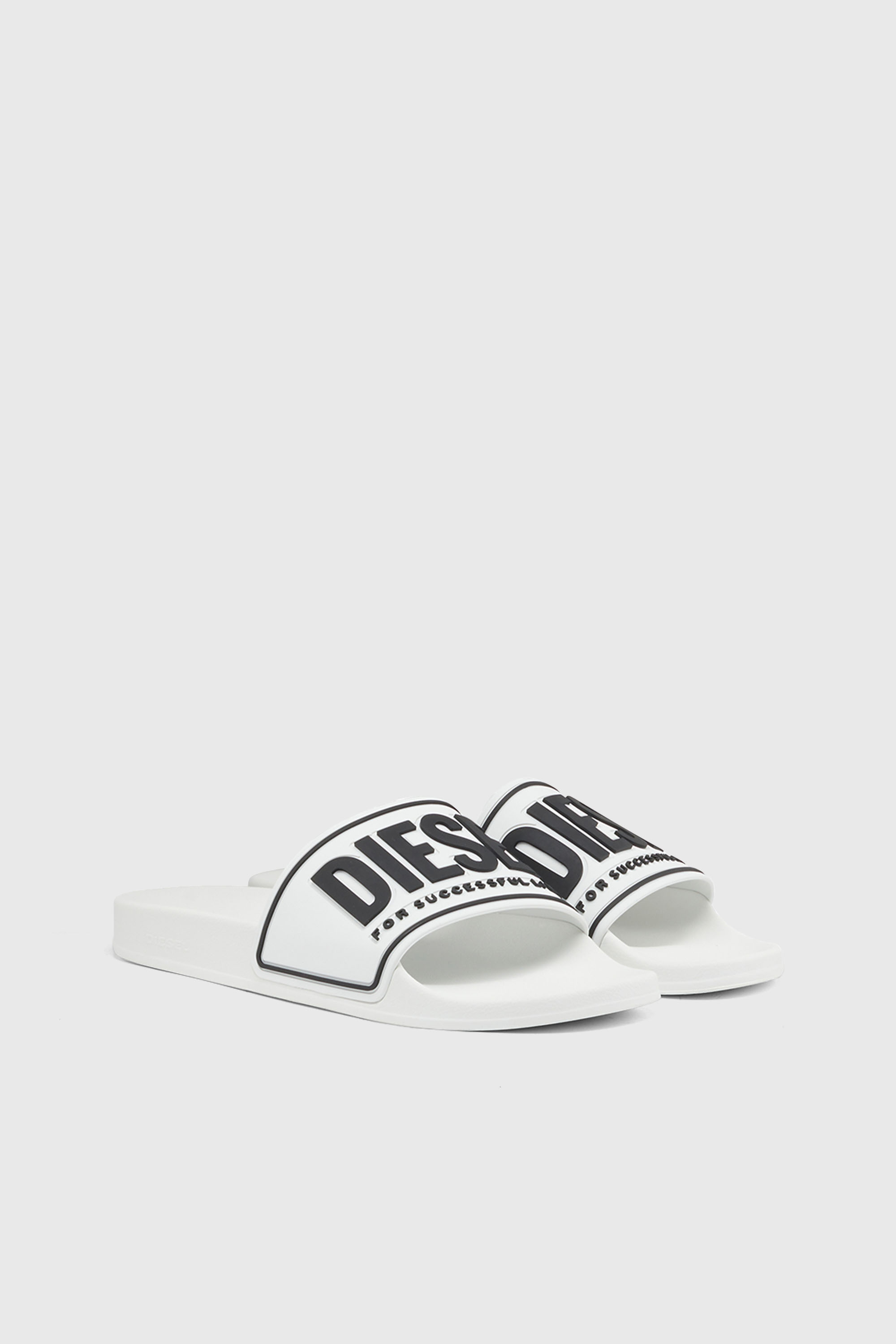 Diesel - SA-MAYEMI CC, Man's Sa-Mayemi-Pool slides with 3D logo in White/Black - 2