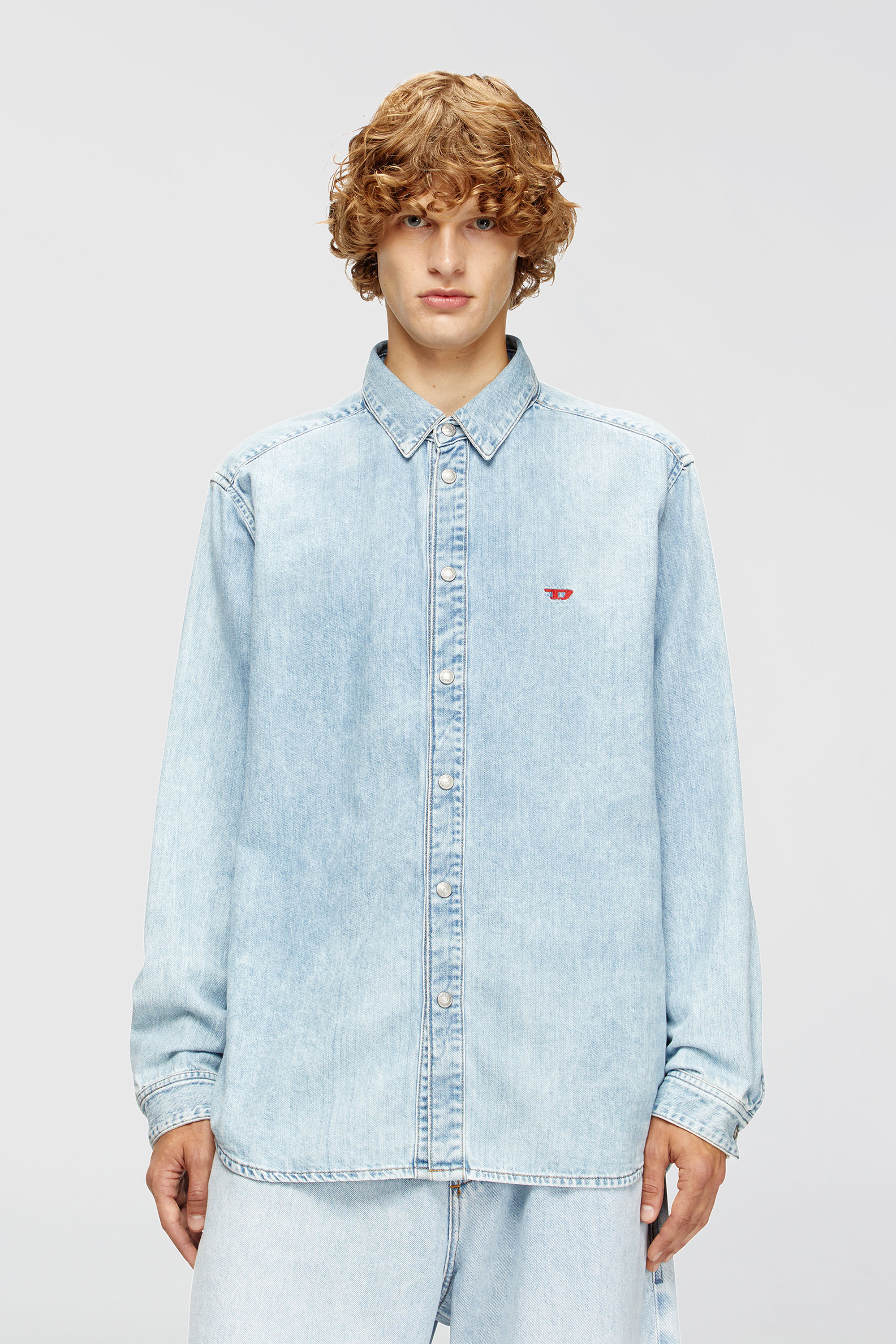 Diesel - D-SIMPLY, Man's Shirt in denim in Light Blue - 1