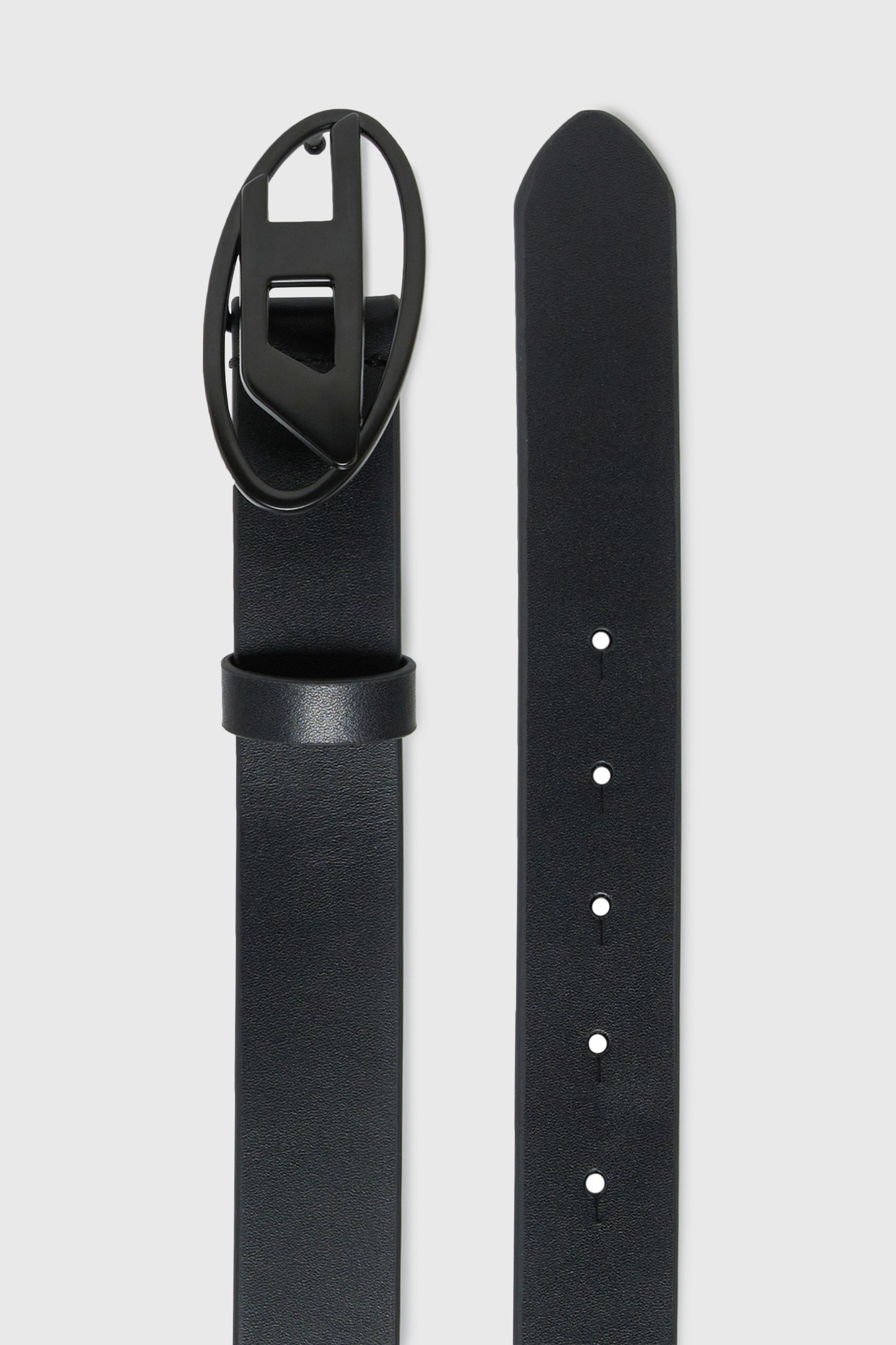 Diesel - B1DRN, Unisex's 3 cm leather belt with Oval D buckle in Black - 2