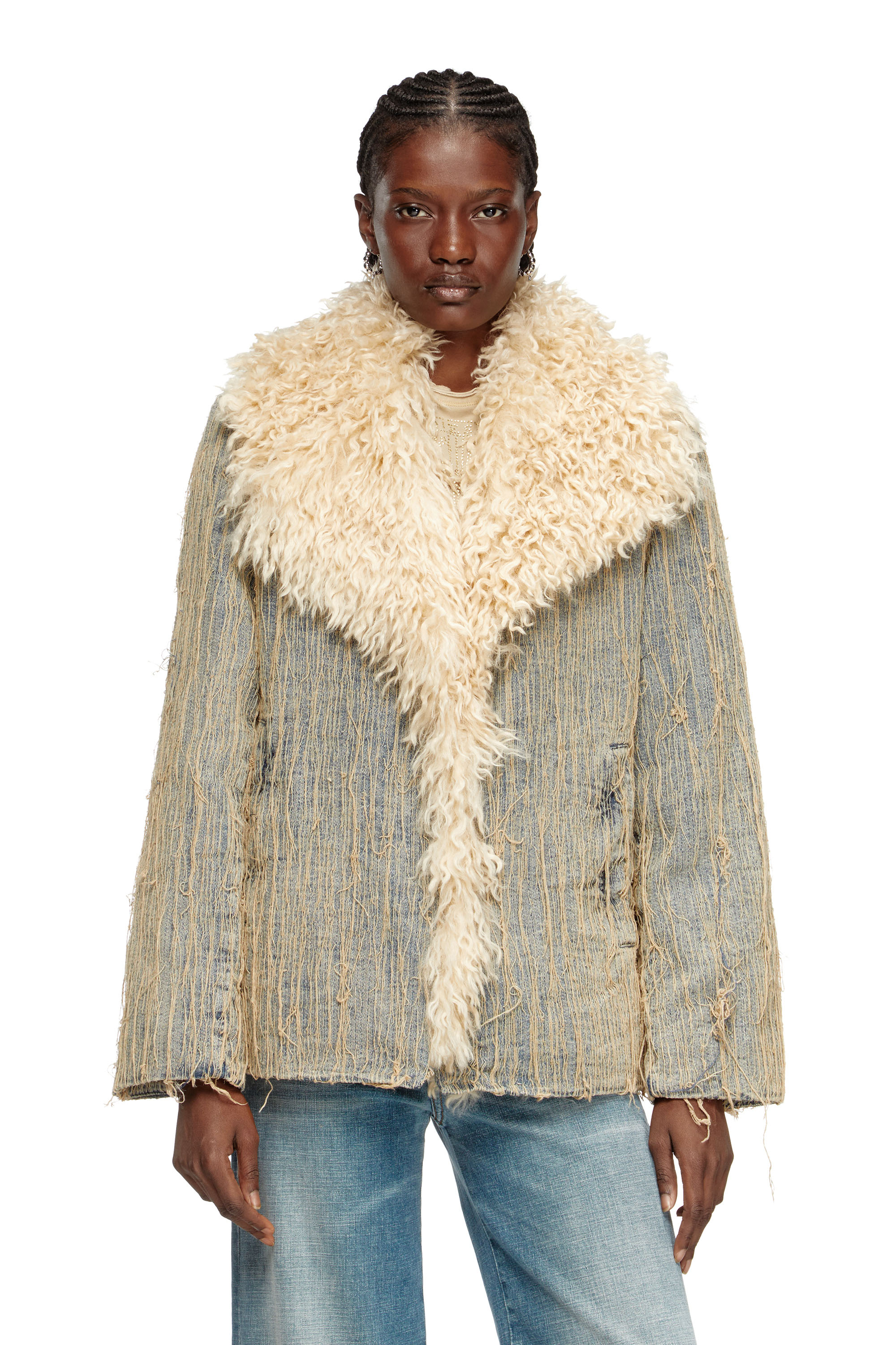 Diesel - DE-ACONIC-S, Woman's Jacket in floating-thread jacquard denim in Light Blue - 3