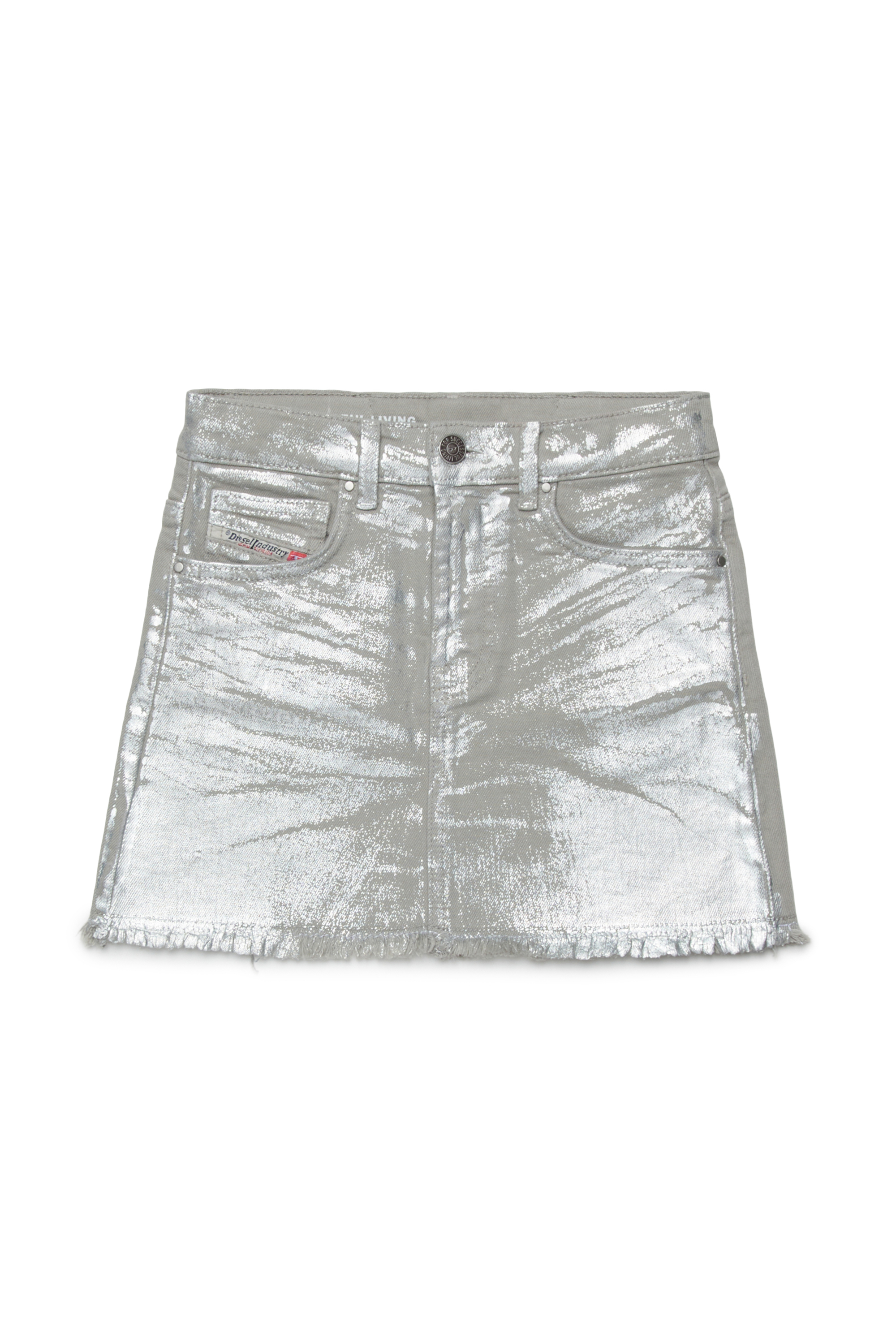 Diesel - GIANNA-SP, Woman's Denim skirt with metallic finish in Silver - 1