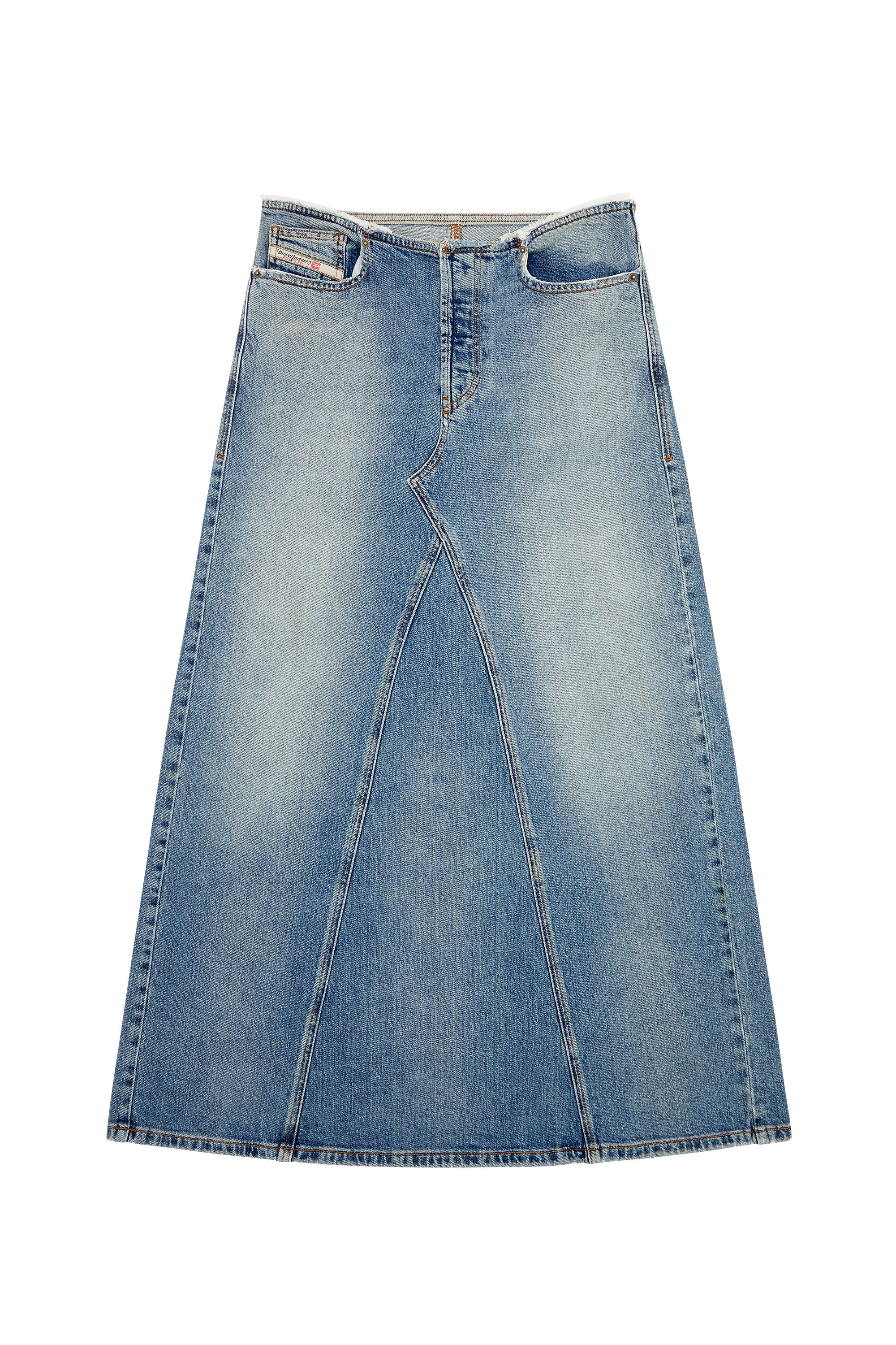 Diesel - DE-PAGO-S, Woman's Long skirt in comfort denim in Medium blue - 2
