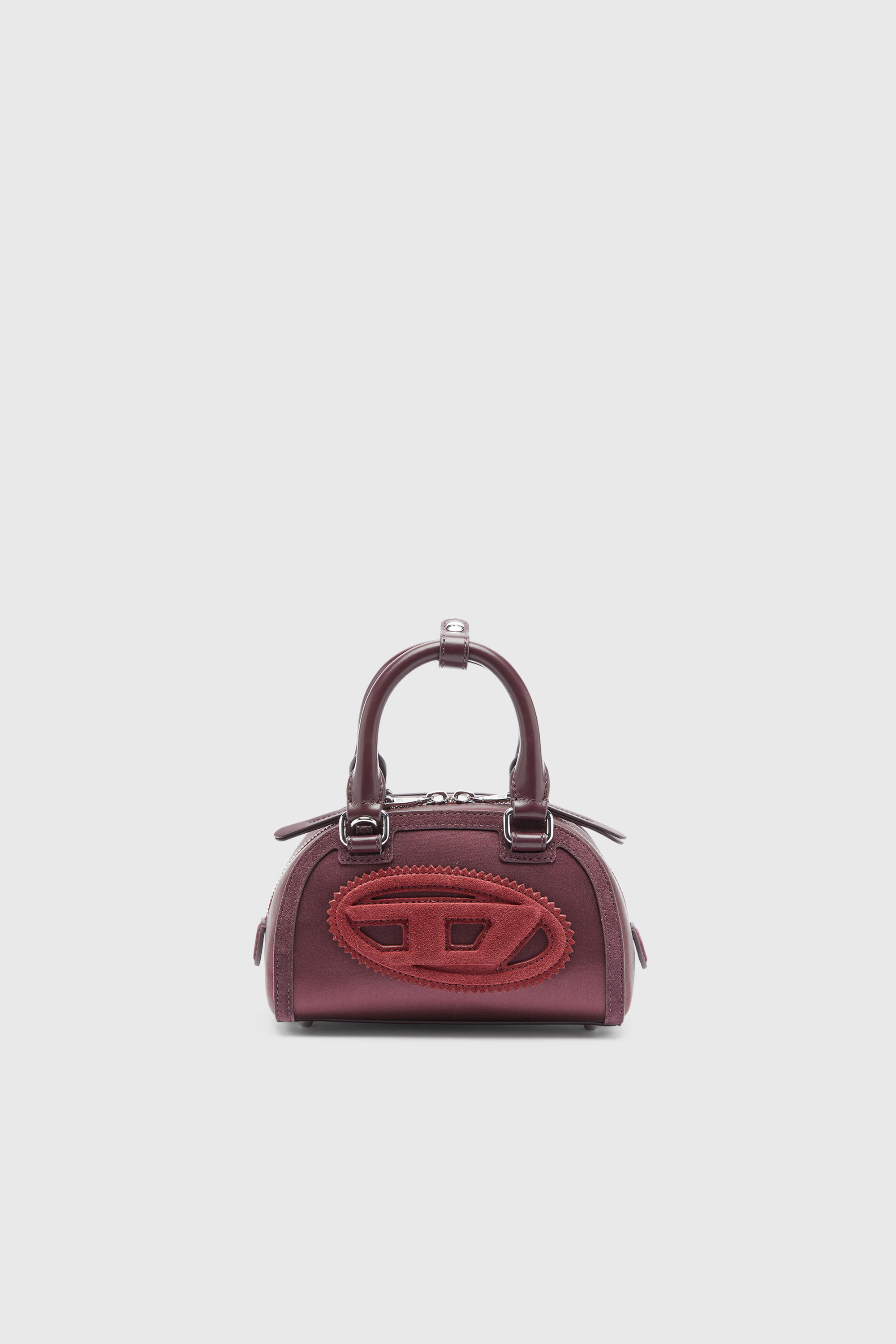 Diesel - 1DR DOME CROSSBODY, Woman's 1DR Dome - Small bowling bag in satin and suede in Burgundy - 1