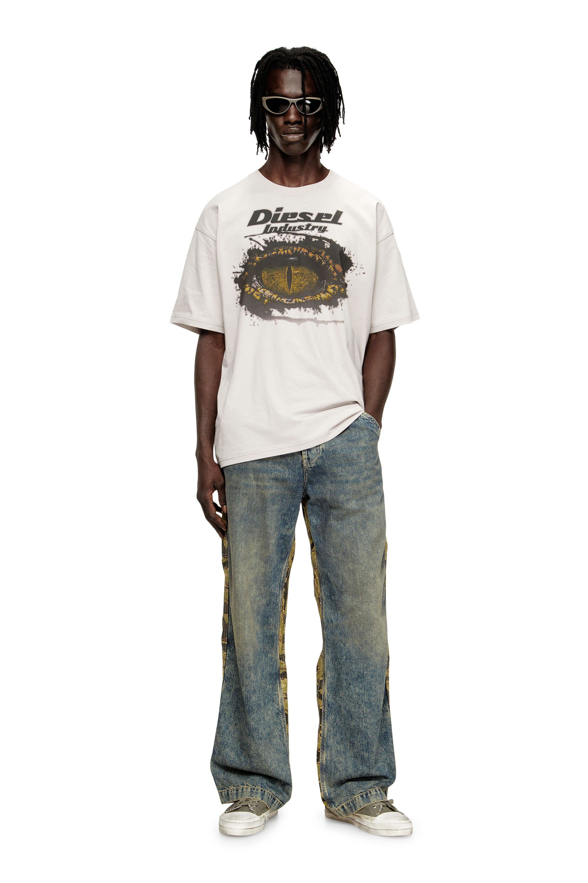 Diesel - T-BOXT-T25, Man's Cotton t-shirt with digital print in Light Grey - 1