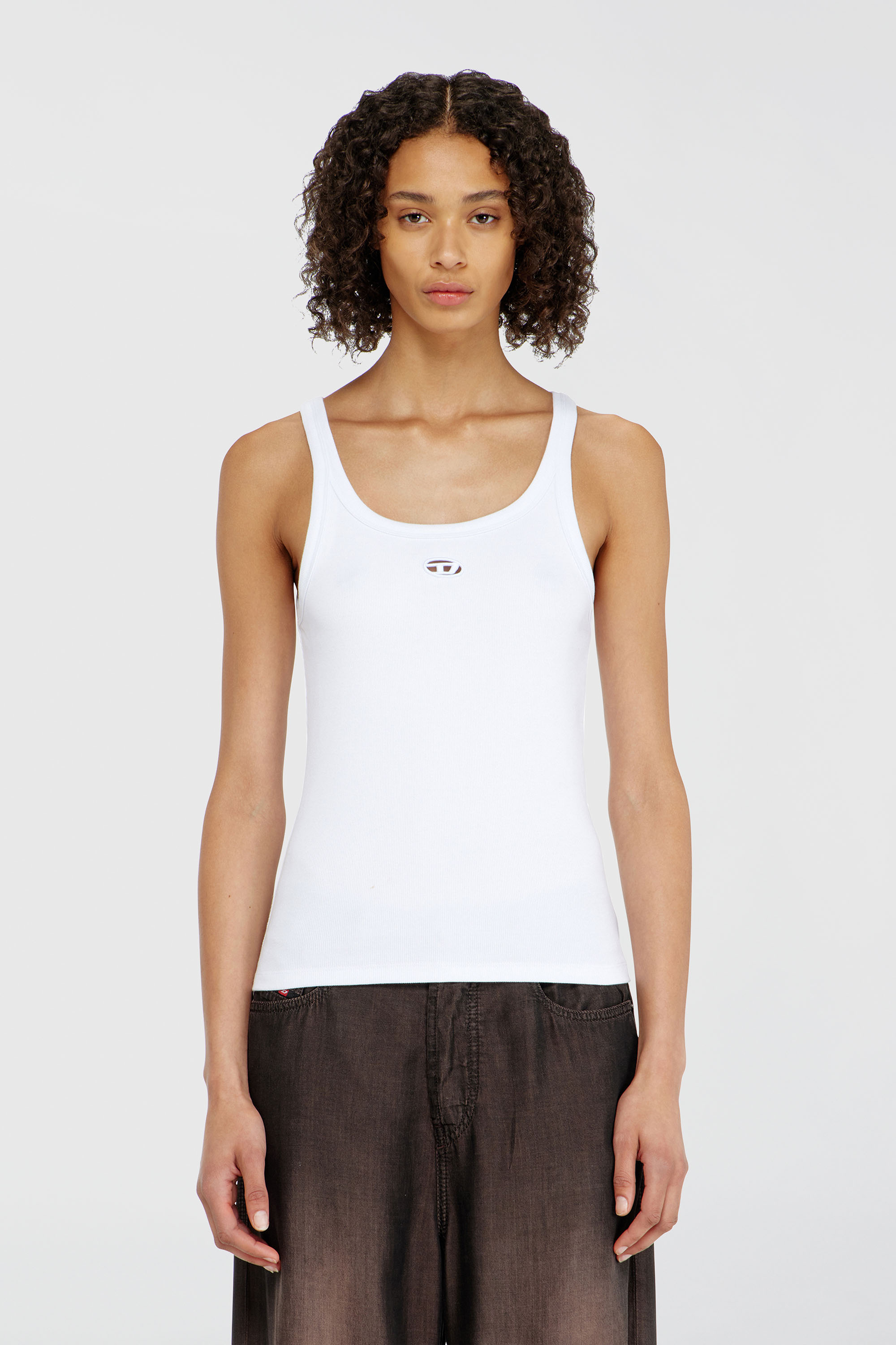 Diesel - T-WIFE-OD, Woman's Slim tank top with laser-cut Oval D in White - 1