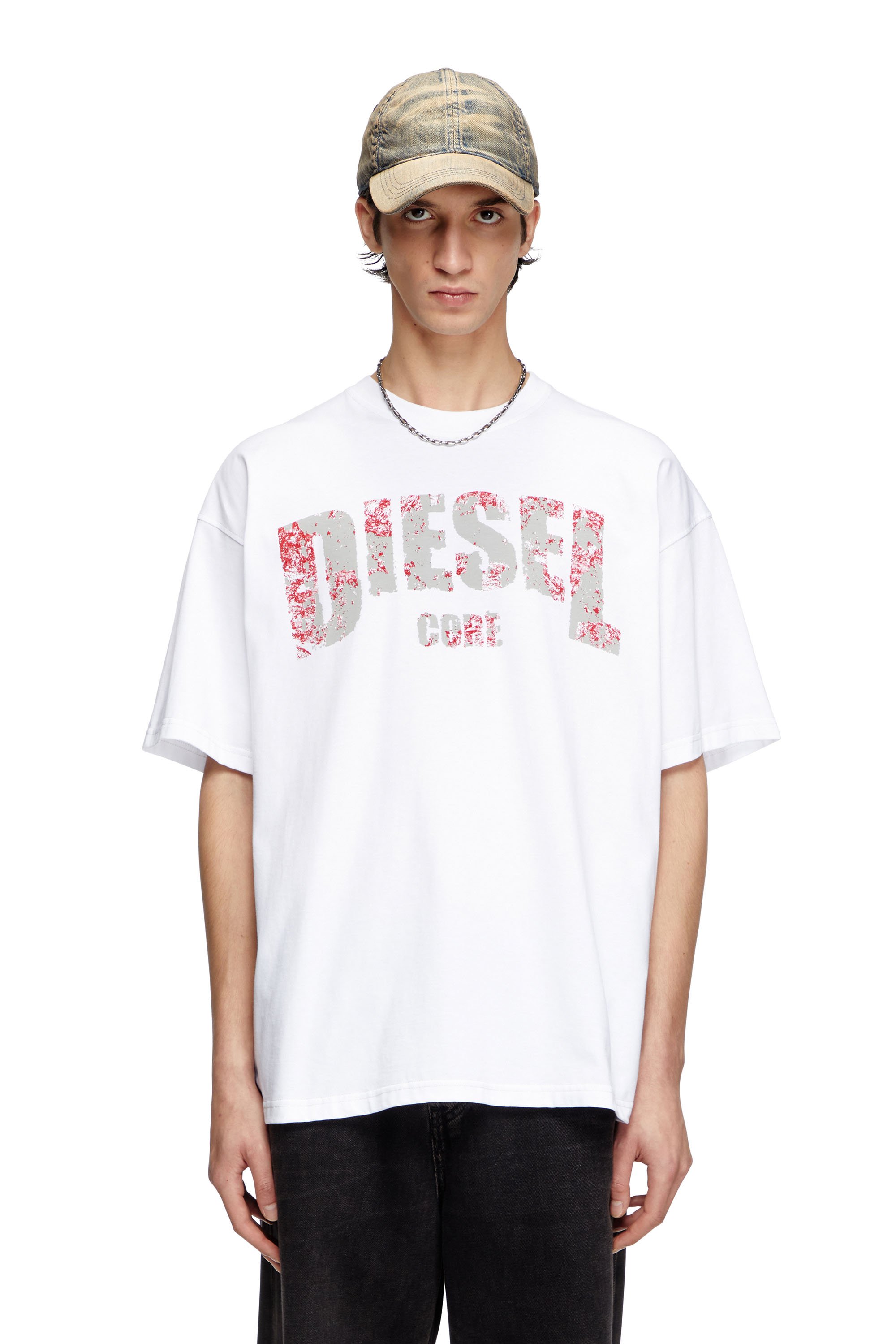 Diesel - T-ADJUST-R25, Man's T-shirt with Diesel Core print in White - 1